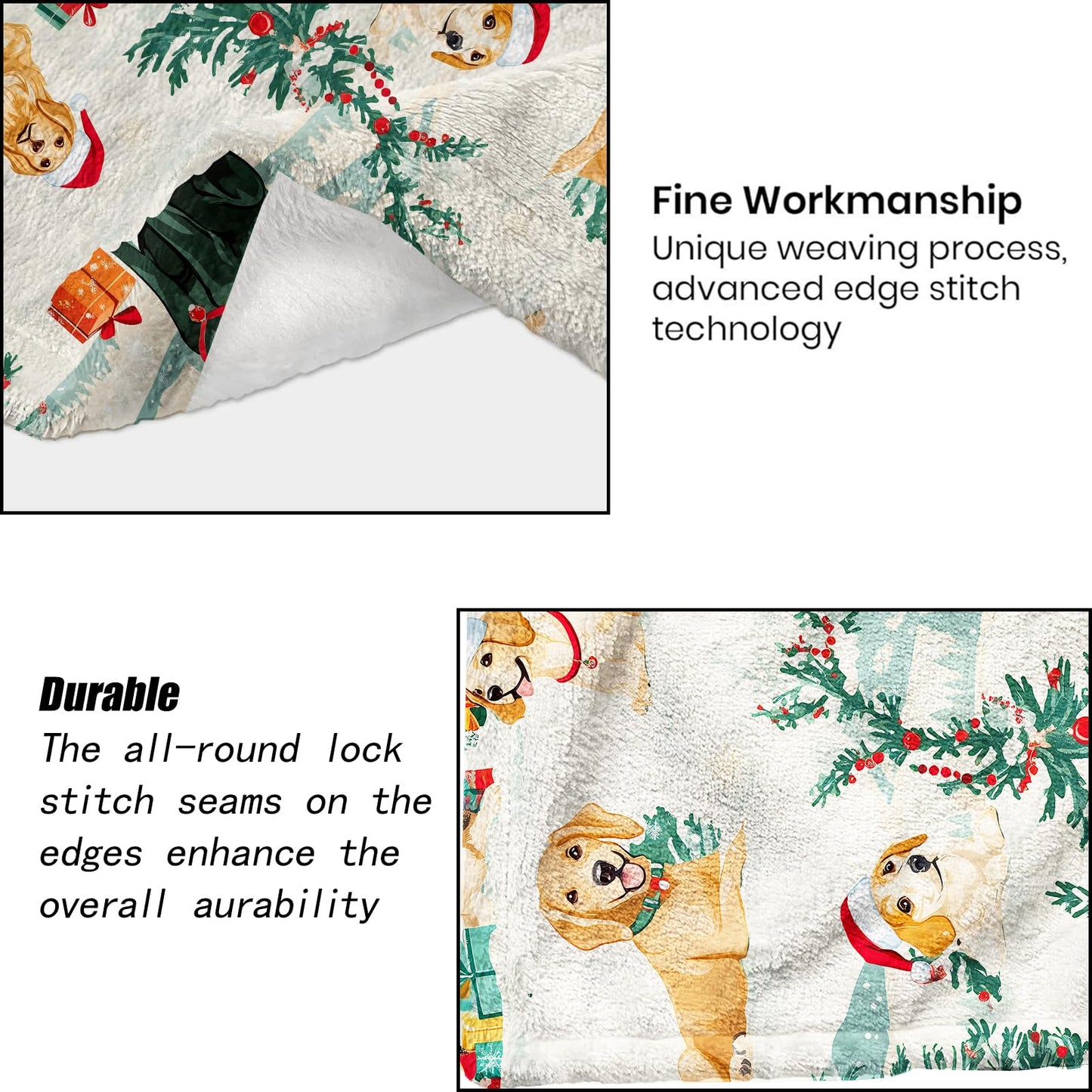 ainori Cute Christmas Dog Blanket - Festive Labrador Puppy Santa Hat Fleece Throw,Gifts for Kids Adult, Soft & Warm,Lightweight, for Holiday Decor,Winter Celebration, and Room Home Accents 50x60in