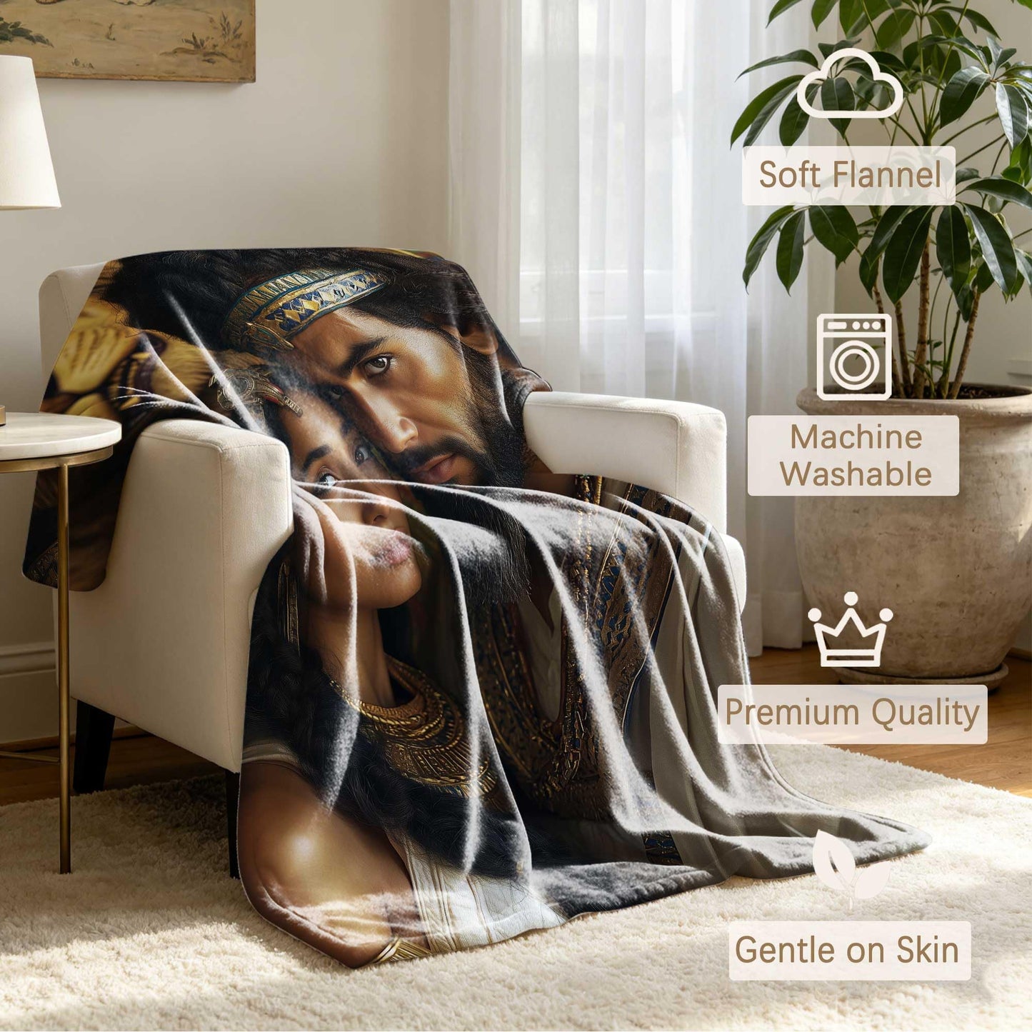 GXYAOYZG African American Couple Blanket Afro Queen King Throw Blanket Black Woman Man Throws Warm Soft Flannel Print Blankets for Couch Bed Decor Romantic (Couple - 1, 49" x 59")