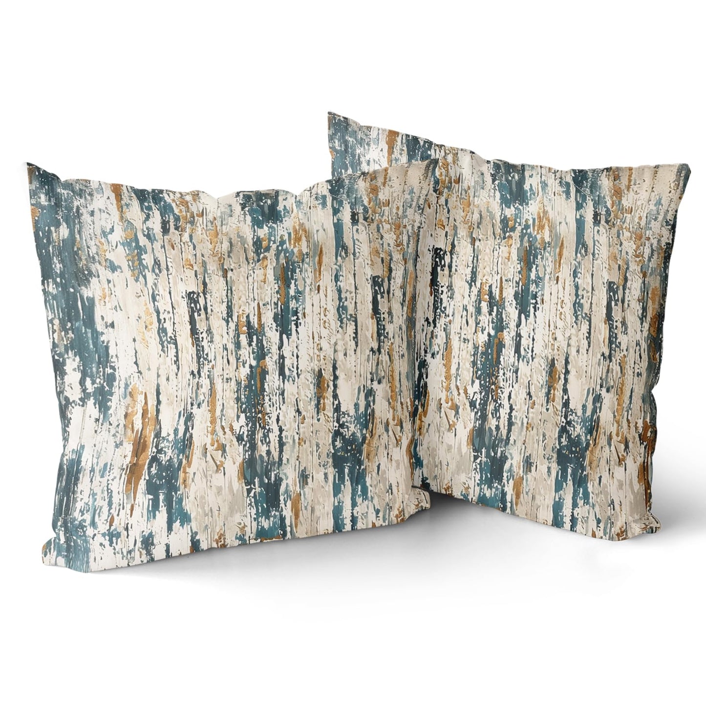 Giwawa Teal Gold Stripes Pillow Covers - Set of 2 Abstract Ink Line Throw Pillow Cover Modern Decorative Cushion Covers Minimalist Pillow Case Home Decor for Sofa Bed Living Room 18 x 18 inch