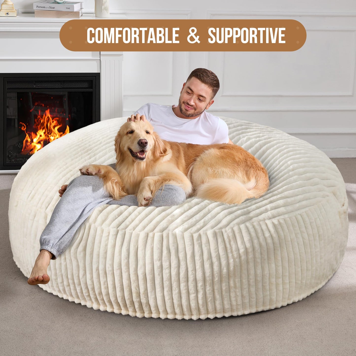 Hobestluk Adult Bean Bag Chair Giant Beanbag with Filling Living Room 6FT