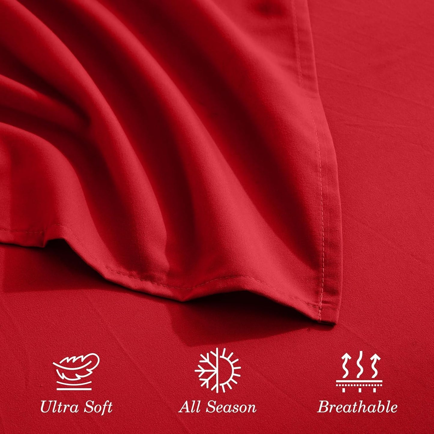 CELINE LINEN Premium 1800 Hotel Quality Wrinkle-Resistant 4-Piece Microfiber Sheet Set - Luxury Ultra Soft and Breathable Bedding 16 Inch Deep Pocket 4PC Sheet Set, King, Red