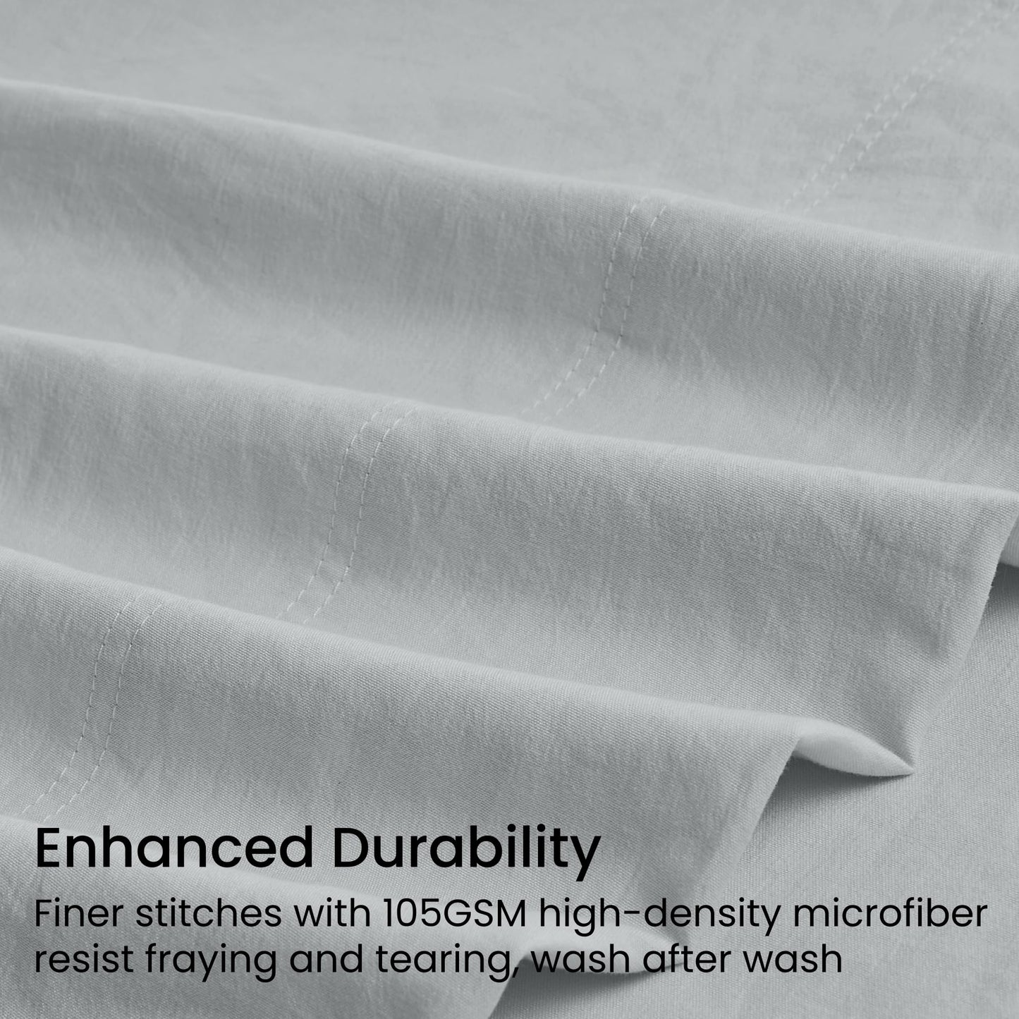 GOKOTTA 4-Pcs King Size Sheets Set, 10-16" Deep Pocket, Non-Slip Elastic Corner Straps, Washed & Brushed Microfiber Polyester - Hotel Luxury, Ultra Soft, Breathable, Wrinkle-Free, Anti-Rip -Light Grey