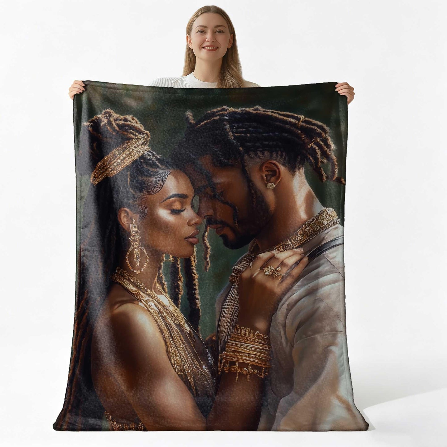 GXYAOYZG African American Couple Blanket Afro Queen King Throw Blanket Black Woman Man Throws Warm Soft Flannel Print Blankets for Couch Bed Decor Romantic (Couple - 6, 49" x 59")