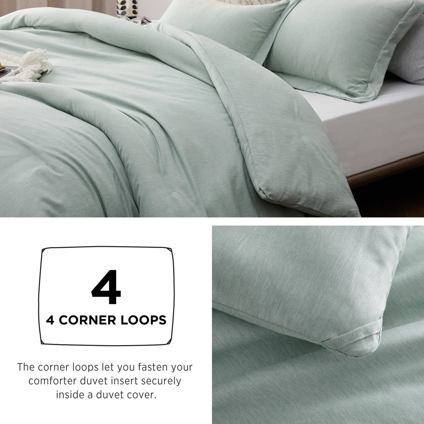 Bedsure Sage Green Queen Comforter Set - Soft Queen Bedding Sets, Cationic Dyed Bed Set for All Seasons, 3 Pieces, 1 Comforter (90"x90") and 2 Pillow Shams (20"x26"+2")