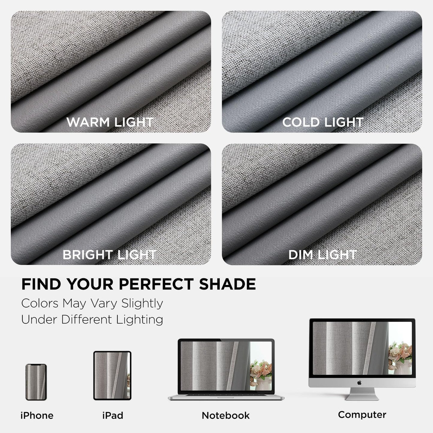 Joydeco Blackout Curtains for Bedroom, Linen Black Out Curtains 84 Inch Long, Light Blocking Drapes 2 Panels Set with Grommet for Living Room Window, Thermal Insulated Room Darkening Privacy Drapes