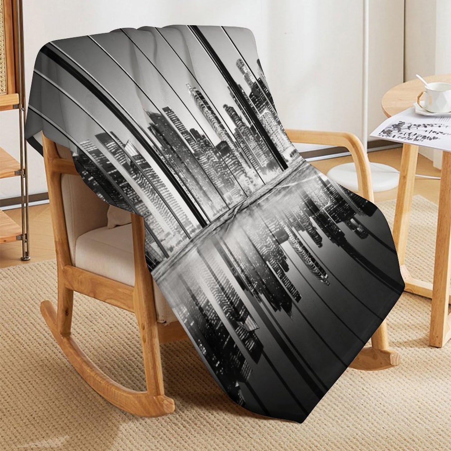City Night Landscape Throw Blanket,New York Night View Skyscraper Pattern Soft Cozy Warm Flannel Blankets for Sofa Couch Bed Gifts for Lover Kids Boys Grils Women Adults 30x40 Inch