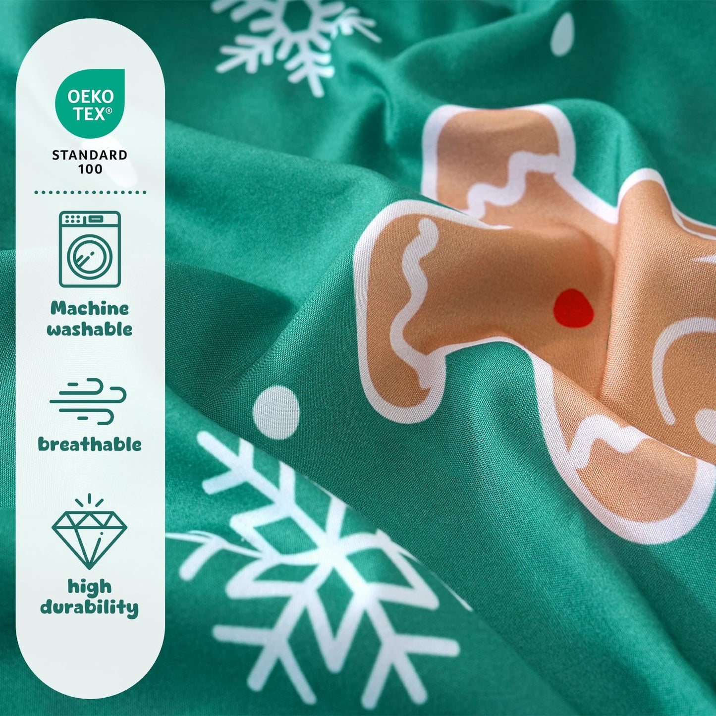 LONAVA Twin Sheet Set Kids - 3 Pieces Soft Microfiber Cartoon Style Bedsheets for Boys Girls Teens, Oeko TEX, Breathable Deep Pocket Sheets, (Gingerbread Man)