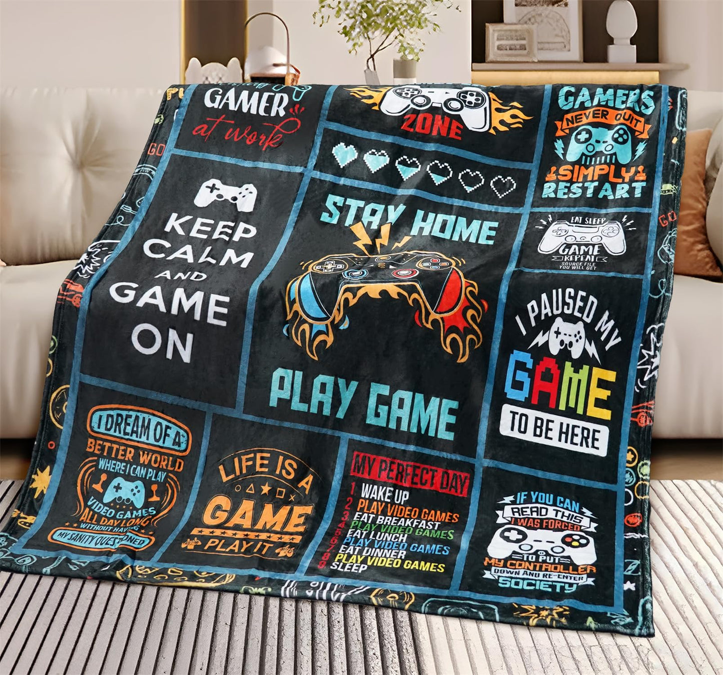 Video Game Gifts: Gamer Soft Comfortable Travel Blanket for Boys & Girls, Game Blankets Present for Kids & Adults, Size 40'x50'
