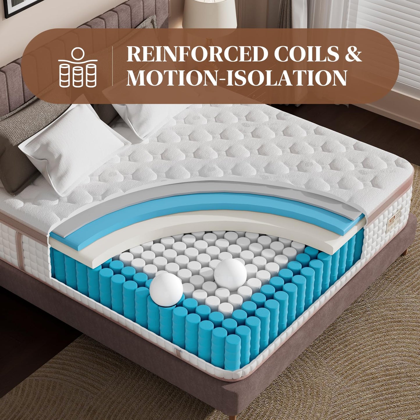 King Mattress 14 Inch Extra Firm, Heavy Sleep Hybrid Mattress in a Box for Back Pain Relief, Motion Isolation Bed Used for Couples and Side Sleepers, CertiPUR-US & Zero Fiberglass,365-Night Trial