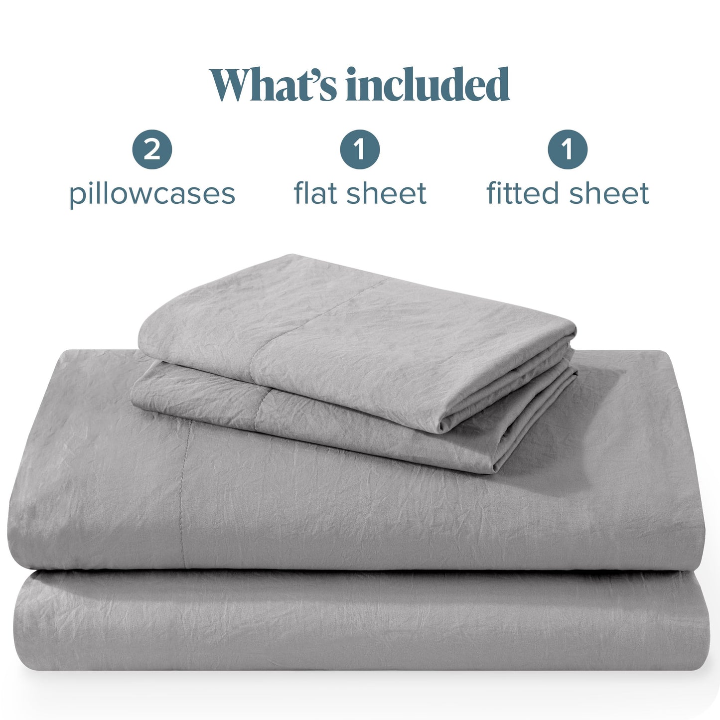 Bare Home Queen Sheet Set - Luxury 1800 Ultra-Soft Stonewashed Microfiber - Brushed - Deep Pockets - Easy Fit - Breathable Bedding - Sheet Sets & Pillowcases (Queen, Frost Grey)