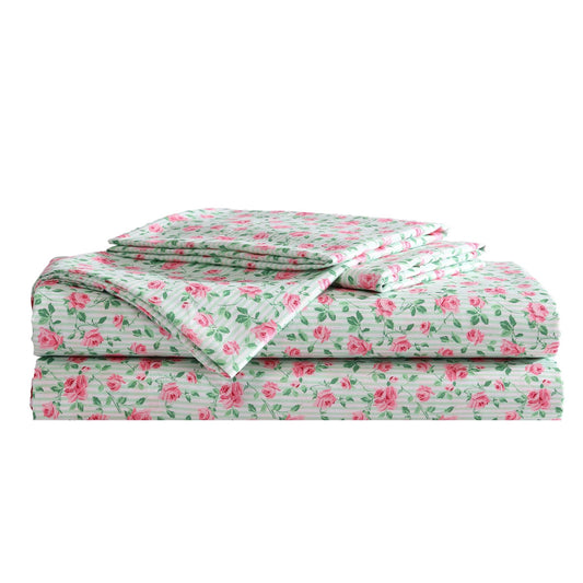 Betsey Johnson - Queen Bed Sheets, Fade & Wrinkle Resistant Bedding Set with Matching Sham(s), Soft & Lightweight Bedding Essentials (Flower Fun Green, Queen)