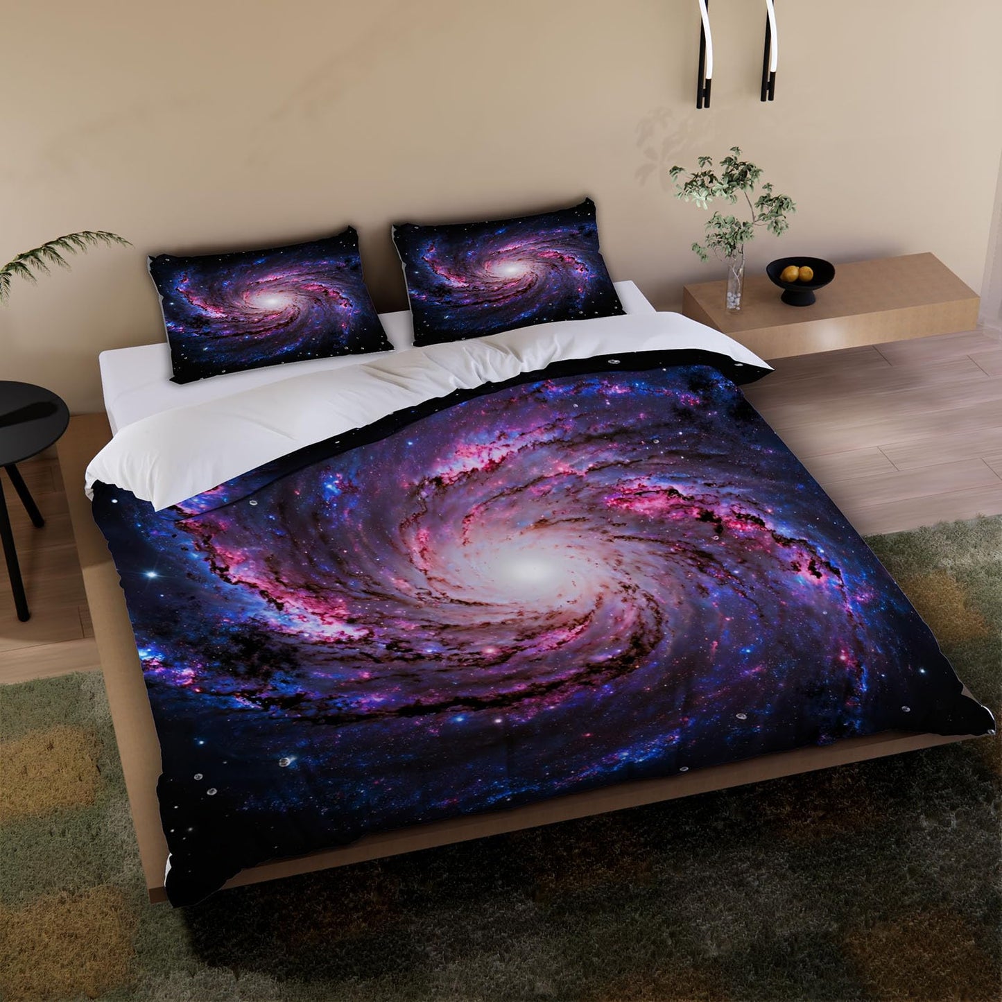 3D Starry Sky Duvet Cover Queen Size 90x90in Washed Ultra Soft Breathable Microfiber Universe Bedding Set Zipper Closure Comforter Cover 3 Pieces with 2 Pillow Shams(WJT 44-1)