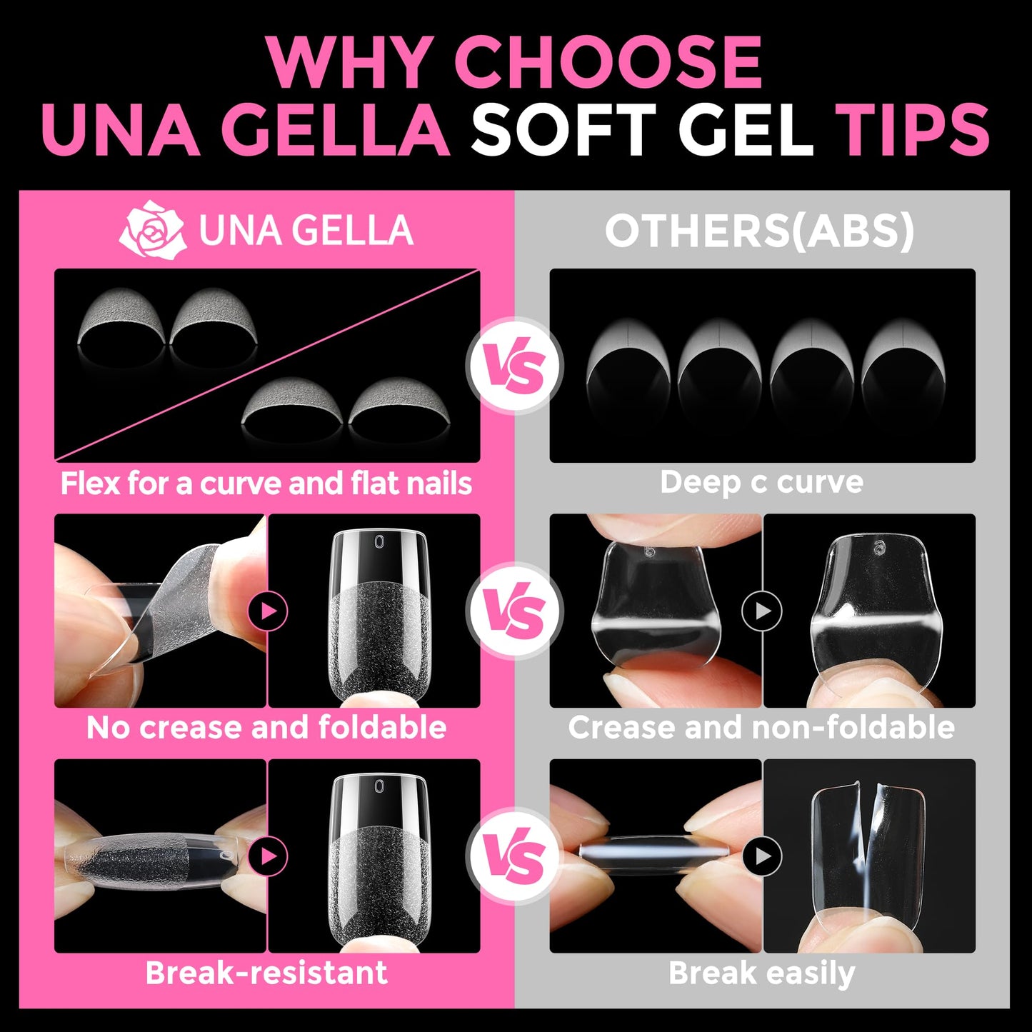 UNA GELLA Short Square Gel Nail Tips 216pcs Short Square Press on Nails Pre-shape Fake Nails for Full Cover Acrylic Nails False Nails For Nail Extension Home DIY Nail Salon 12 Sizes Gelly Tips