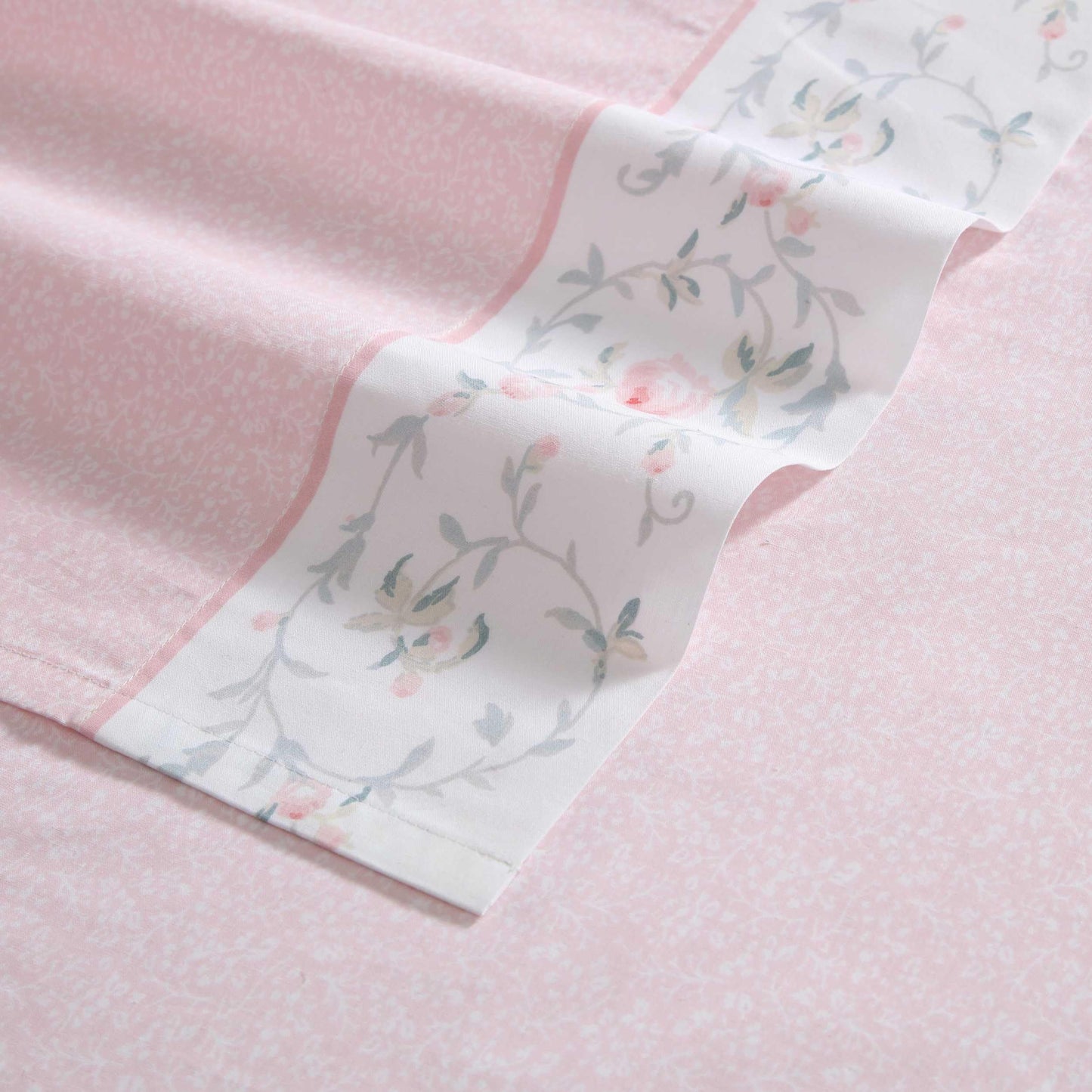 Laura Ashley – Twin Size Sheet Set, Crisp & Lightweight Cotton Percale Bedding with Fitted Sheet and Pillowcase, Floral Room Decor, Deep Pocket, College Dorm Room Essentials (Victorian Scroll Pink)