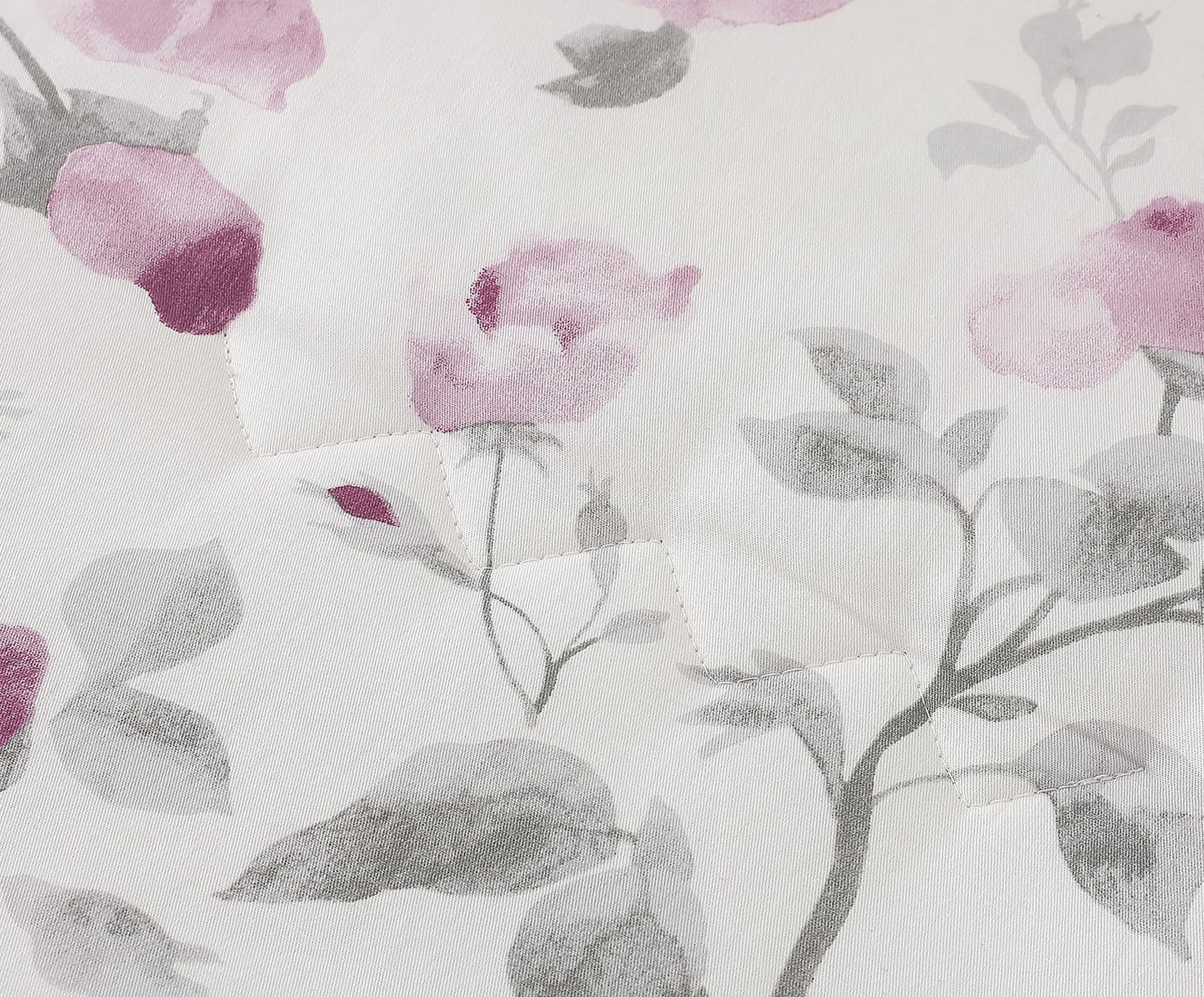 SLEEPBELLA Comforter Queen Size, 600 Thread Count Cotton White Print with Purple Flowers Reversible Comforter Sets, Down Alternative Bedding Set 3Pcs(Queen, Purple Floral)