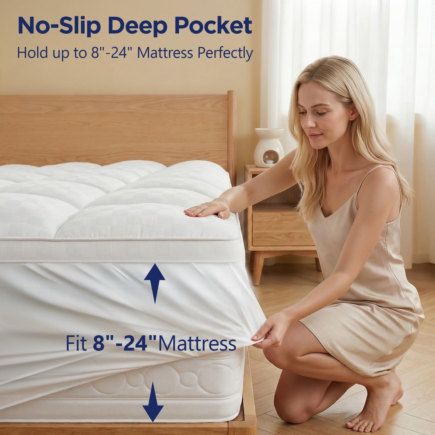 Vine Voice Dual Layer 4 Inch Memory Foam Mattress Topper Twin XL for College Dorm, 2 Inch Cooling Gel Memory Foam and 2 Inch Down Alternative Pillow Top Mattress Pad Cover 8-24 Inch Deep Pocket