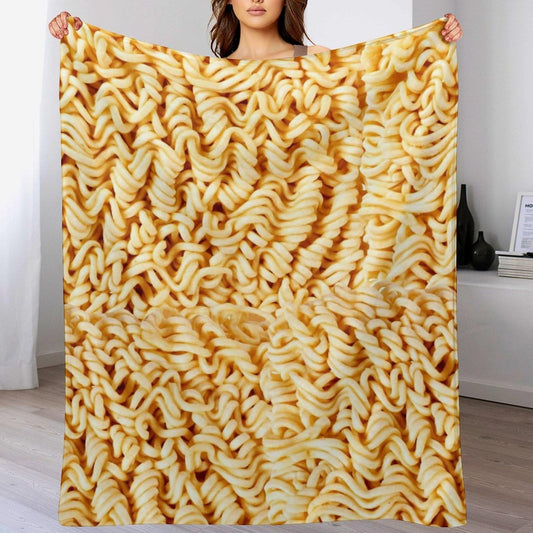 Ramen Noodles Throw Blanket for Teens Boys Girls and Adults Soft Warm Cozy Funny Midweight Food Flannel Blankets for Couch Sofa Bed Camping Travel Home Decor 40" X 50"