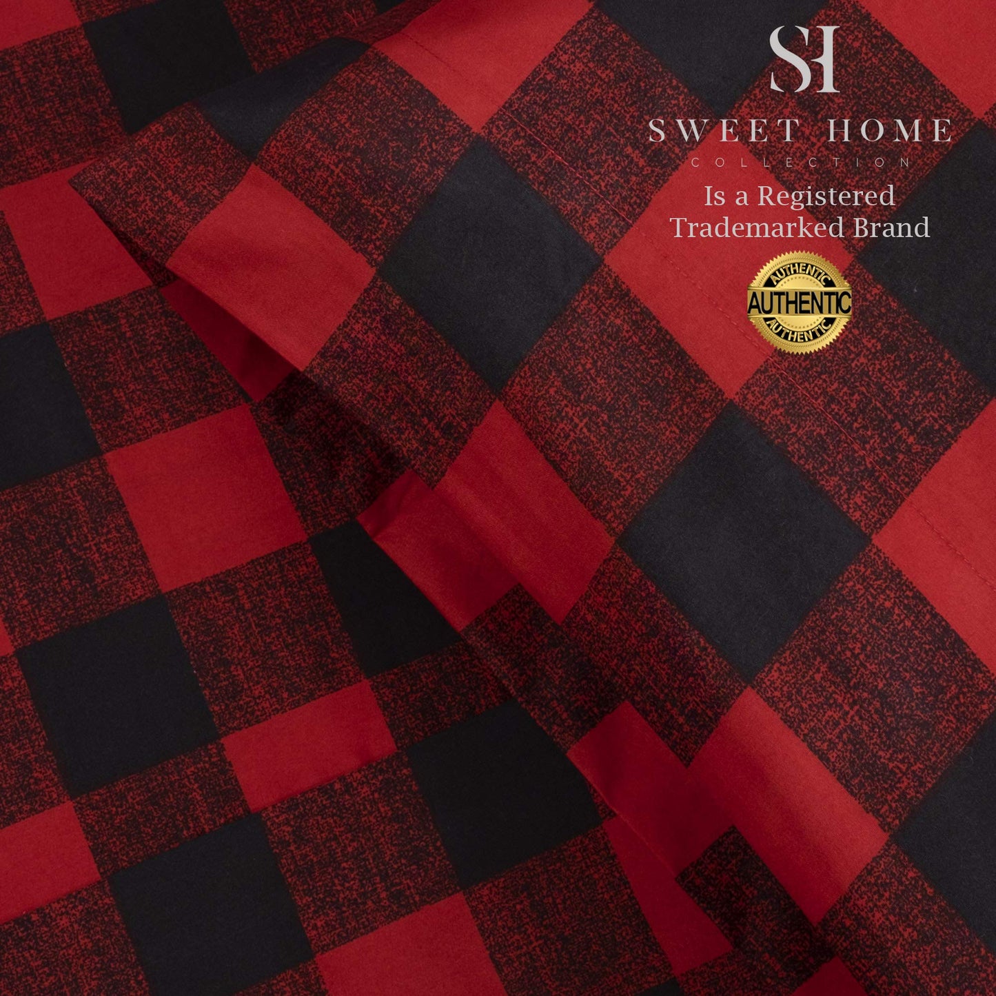 1500 Supreme Collection Buffalo Print Sheet Set, Queen Size - Luxury Bed Sheets Set with Deep Pocket Wrinkle Free Bedding, Queen, Burgundy/Black Buffalo Print
