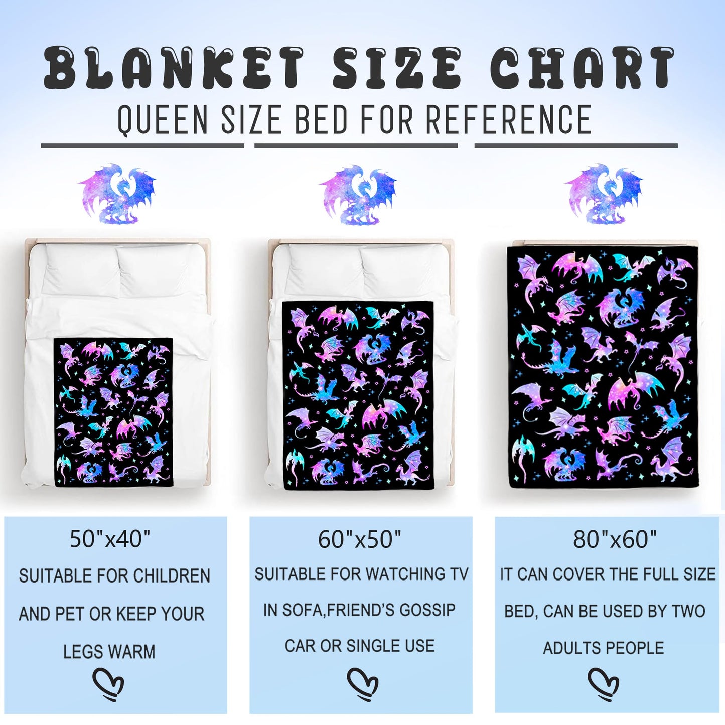 Dragon Blanket Gifts for Girls Women Ultra Soft Flannel Dragon Throw Blanket Dragons Lovers Gifts Birthday Decor for Kids Boys Stuff 50"x40"