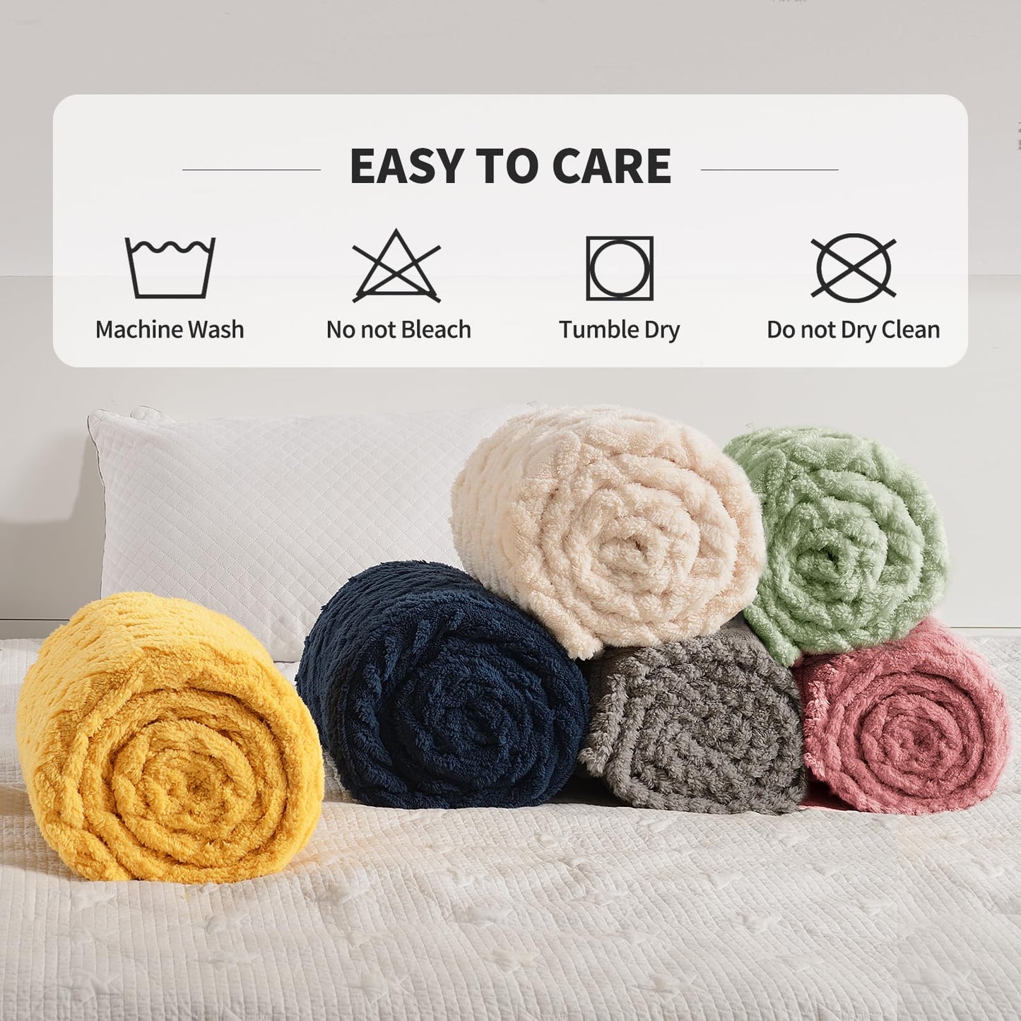FY FIBER HOUSE Sherpa Blanket - 3D Pattern Design Yellow Throw Blanket for Sofa Couch, Bed, Warm Super Soft Cozy Microfiber Fleece Blanket for Living Room, Throw 50”x60”