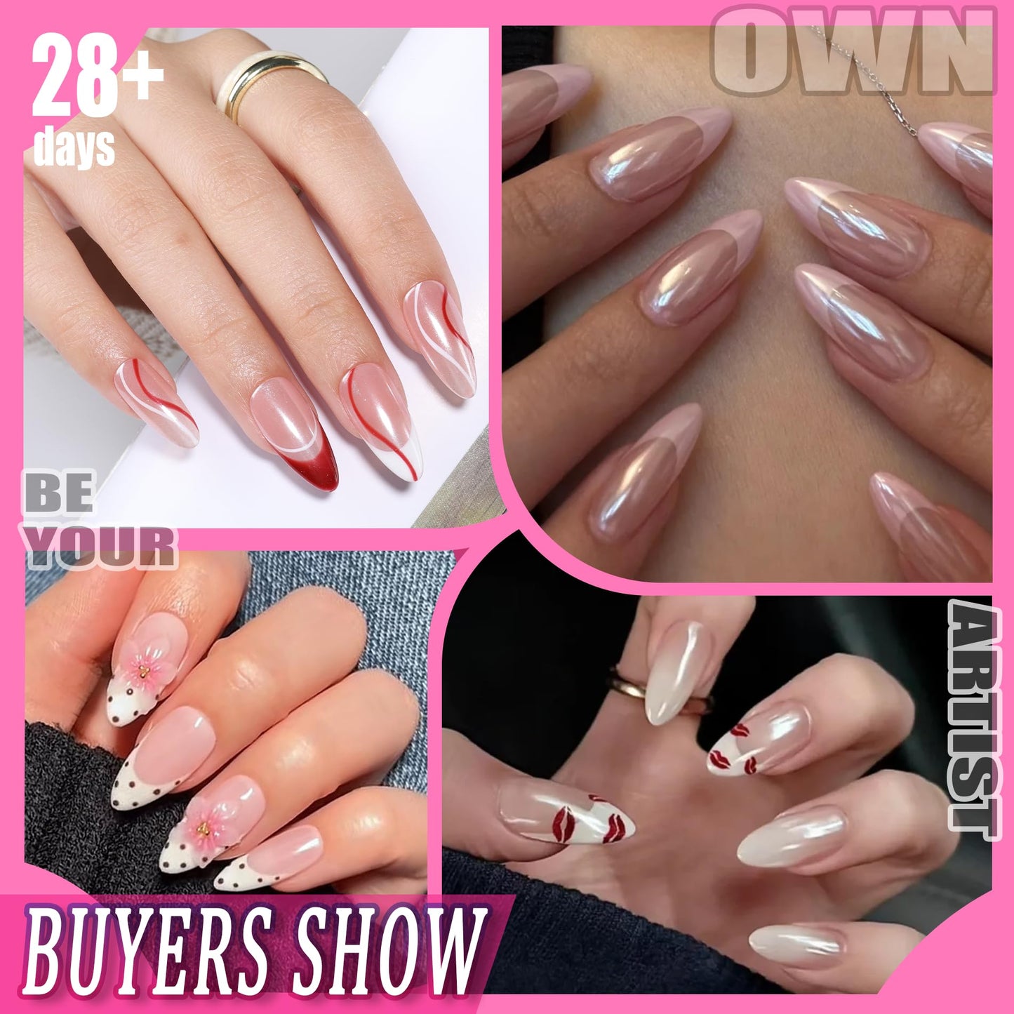 UNA GELLA Almond Gel Nail Tips, 504PCS Pre Etched Clear Fake Nails Tips Medium Almond Shape - 12 Sizes Full Cover Soft Acrylic Press On Nail Extensions No C Curve Gift for Diy at Home