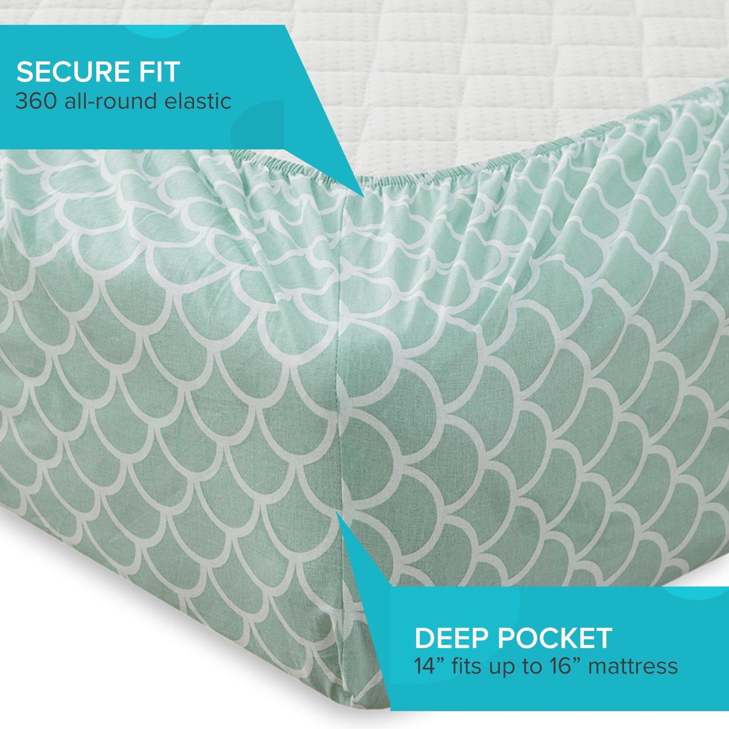 Comfort Spaces 100% Cotton Sheet Set Breathable, Lightweight, Soft with 14" Elastic Pocket Fits up to 16" Mattress, All Season Cozy Bedding, Matching Pillow Case, King Scales 4 Piece