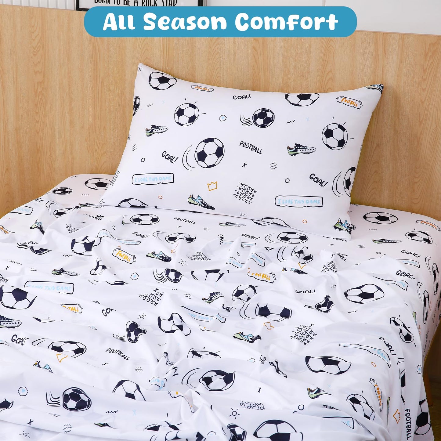 Swiftify Twin Sheet Set Kids, Soccer Sport Sheets, 3-Piece Bed Sheet Set for Boys & Girls, Soft Brushed Microfiber Bedding, Deep Pocket, Wrinkle & Fade Resistant