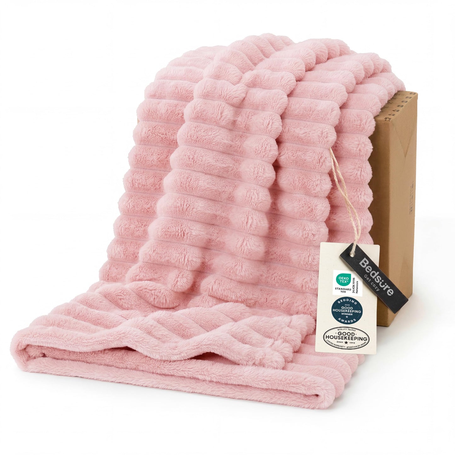 Bedsure GentleSoft Blanket for Couch & Bubble Waterproof Blanket for Couch Twin Pink 60x80inch