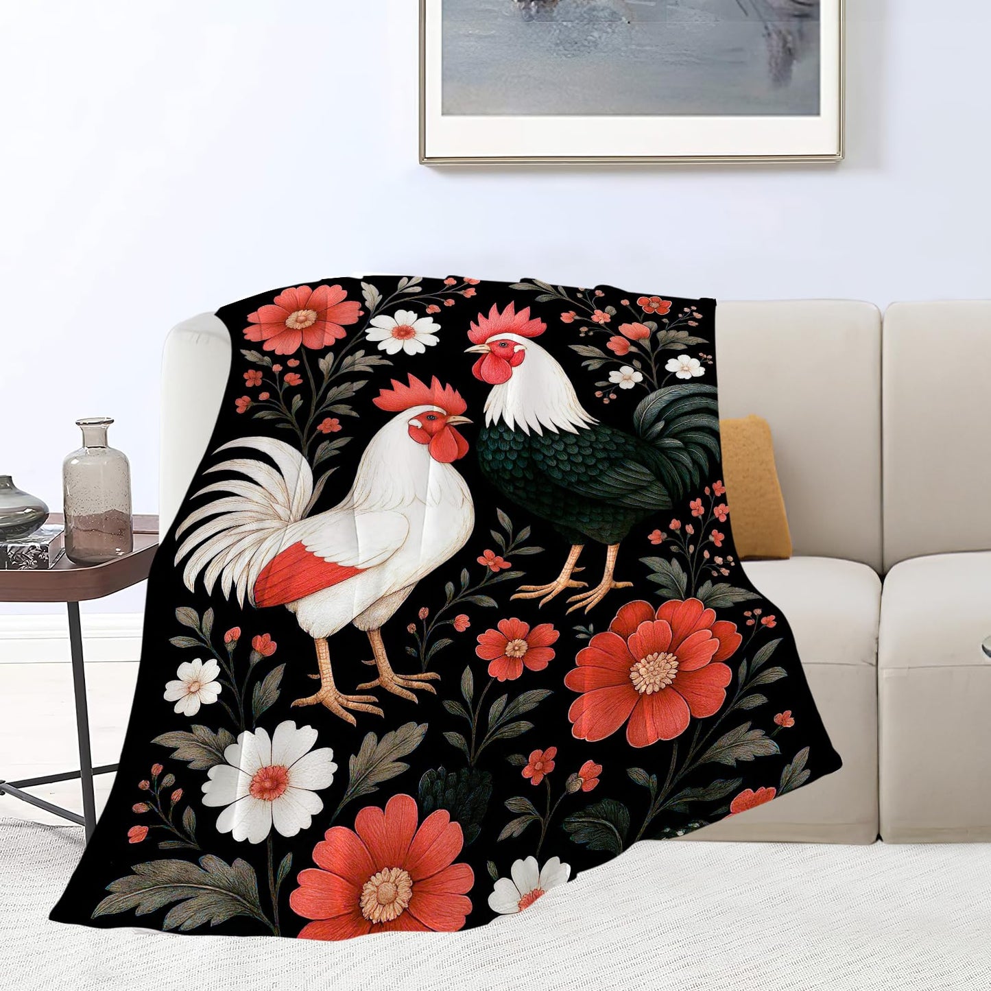Chicken Blanket Chickens Throw Blanket Soft Warm Cozy Fleece Fuzzy Plush Flannel Blankets Gifts for Women Girls Boys Kids Adults 40"X50"