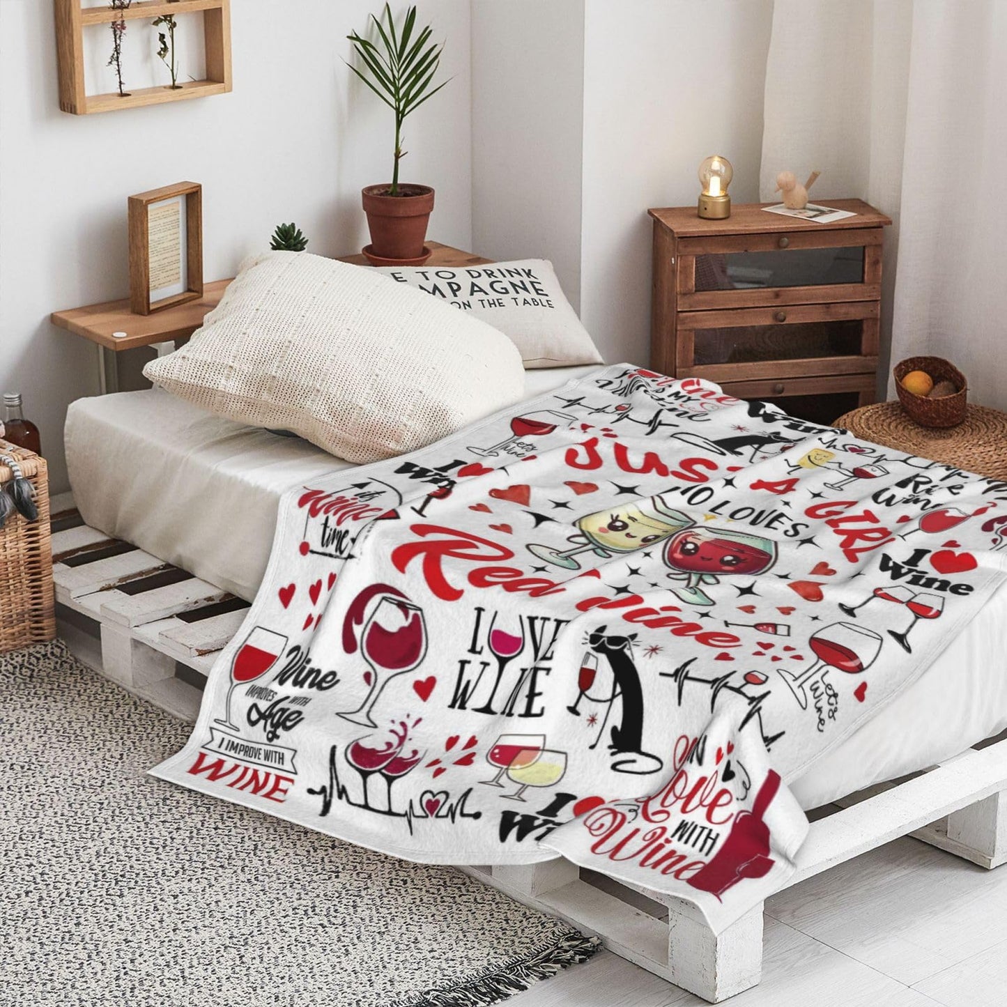 Red Wine Blanket for Red Wine Lover Soft Cozy Flannel Blanket Grapes Throw Blankets Gifts for Girls Women Adults 60"x50"