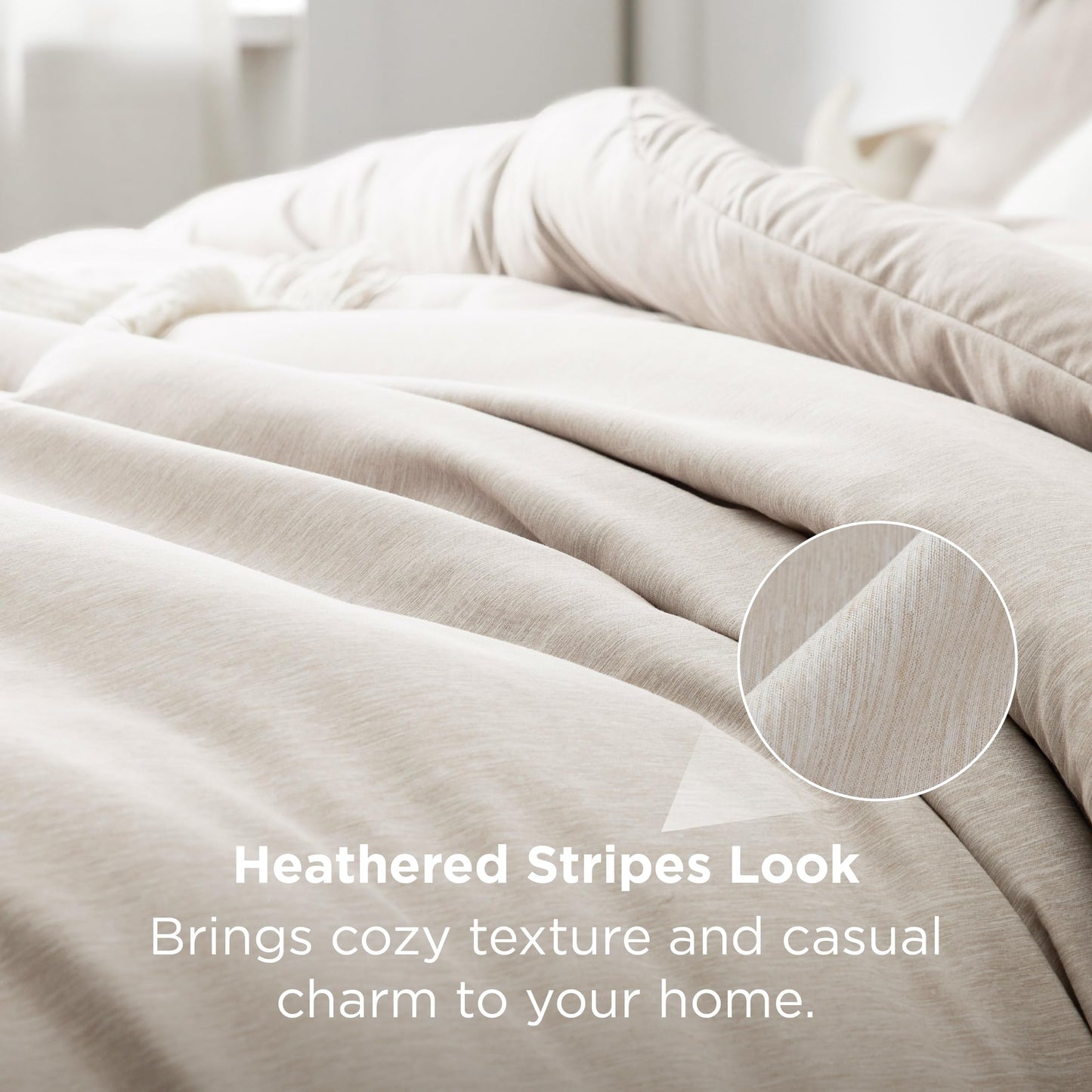 Bedsure Queen Comforter Set - Beige Soft Bedding for All Seasons, Cationic Dyed Bed Set, 3 Pieces, 1 Queen Size Comforter (90"x90") and 2 Pillow Shams (20"x26"+2")