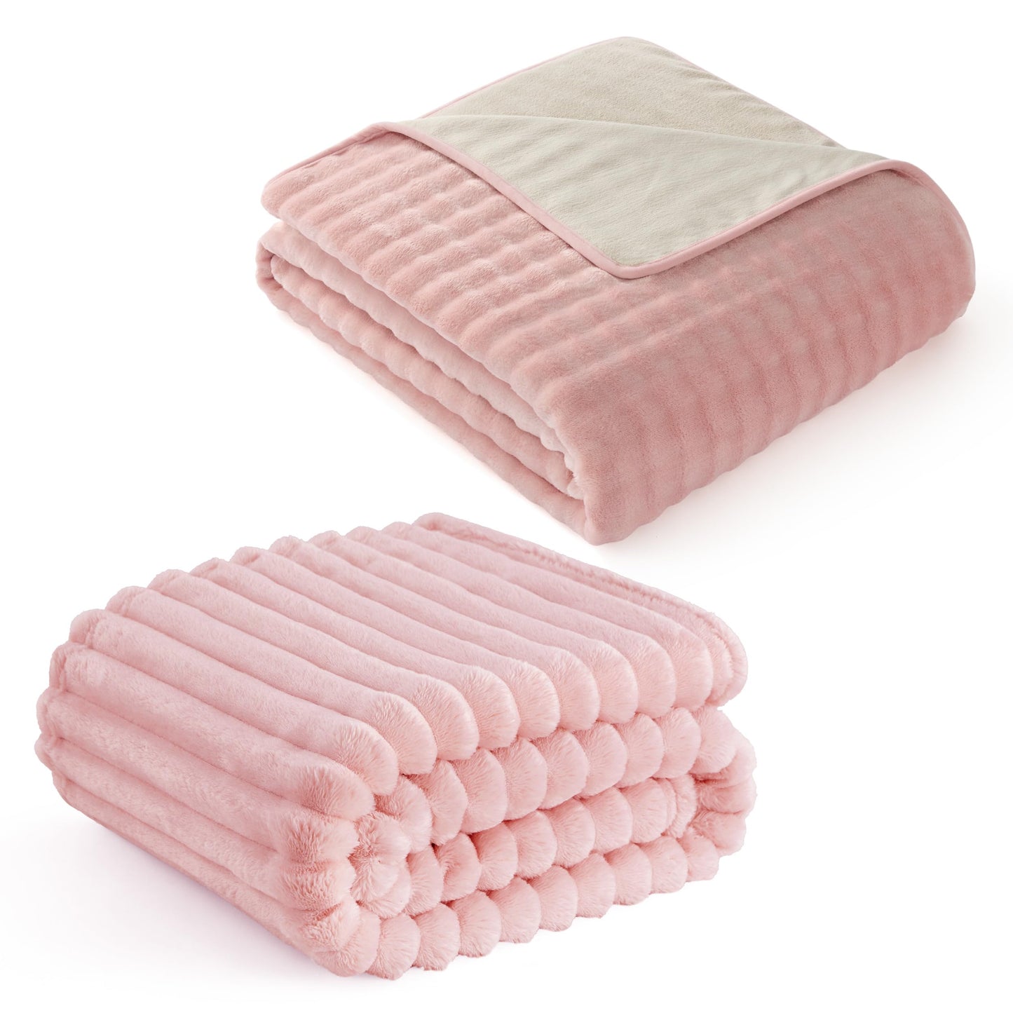 Bedsure GentleSoft Blanket for Bed & Bubble Waterproof Blanket for Bed King Pink 108x90inch