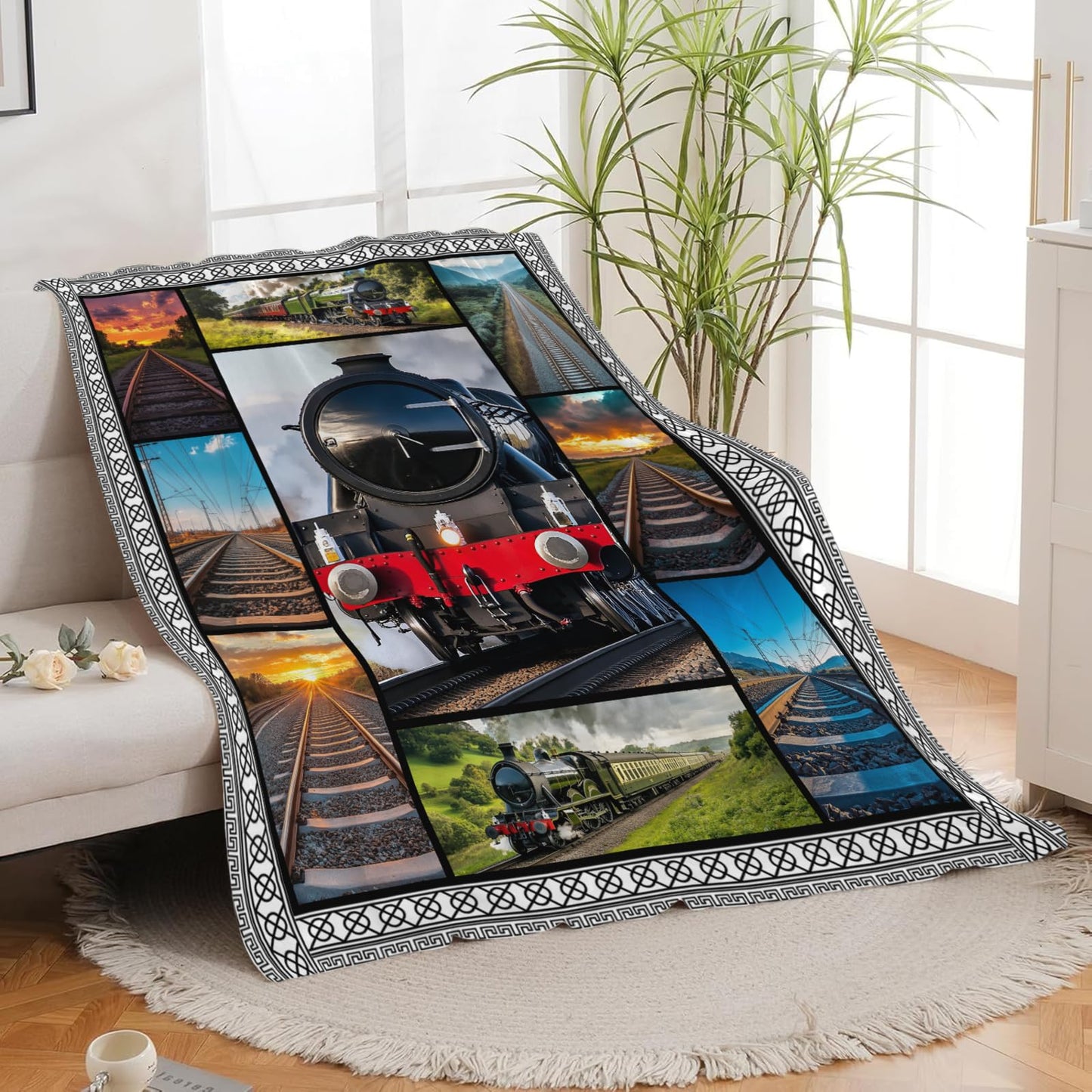 Lovira Train Throw Blanket Train Throw Blankets Gifts for Couch Sofa Stuff Decor Soft Cozy Fleece Plush Flannel for Lover Men Women Boys Girls 40"x50"