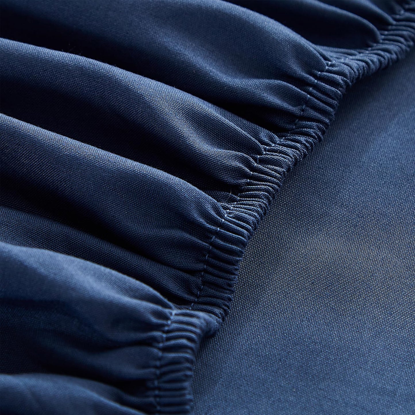AiMay 6PC Sheet Pillowcase Set Deep Pocket Double Brushed Microfiber Soft Durable Solid Color Wrinkle Free 1 Flat Sheet 1 Fitted Sheet 2 Pillowcases 2 Pinch Plated Pillowcases(Navy Blue, Queen)