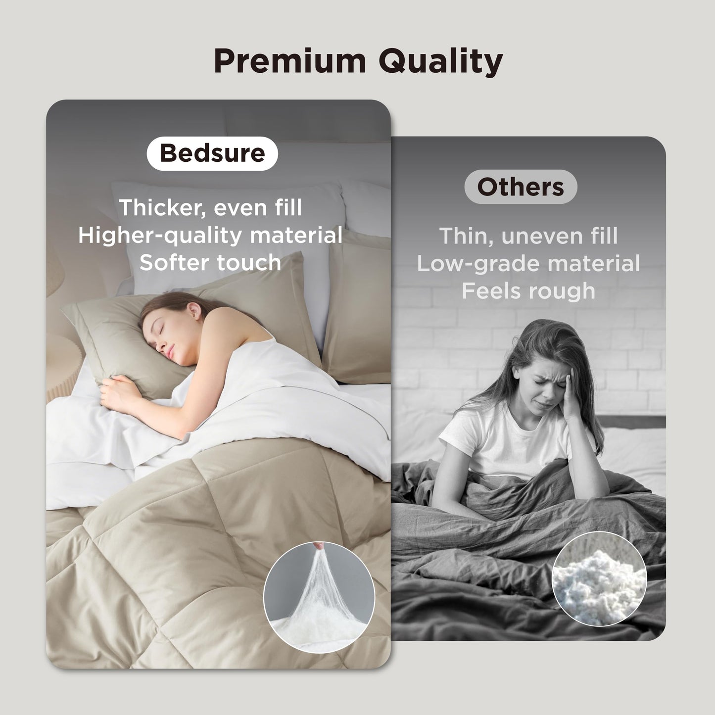 Bedsure Queen Comforter Set - 7 Pieces Reversible Beige and White Bedding, Queen Size Bed Set for All Seasons, Bed in a Bag with Down Alternative Comforter, Sheets, Pillowcases & Shams