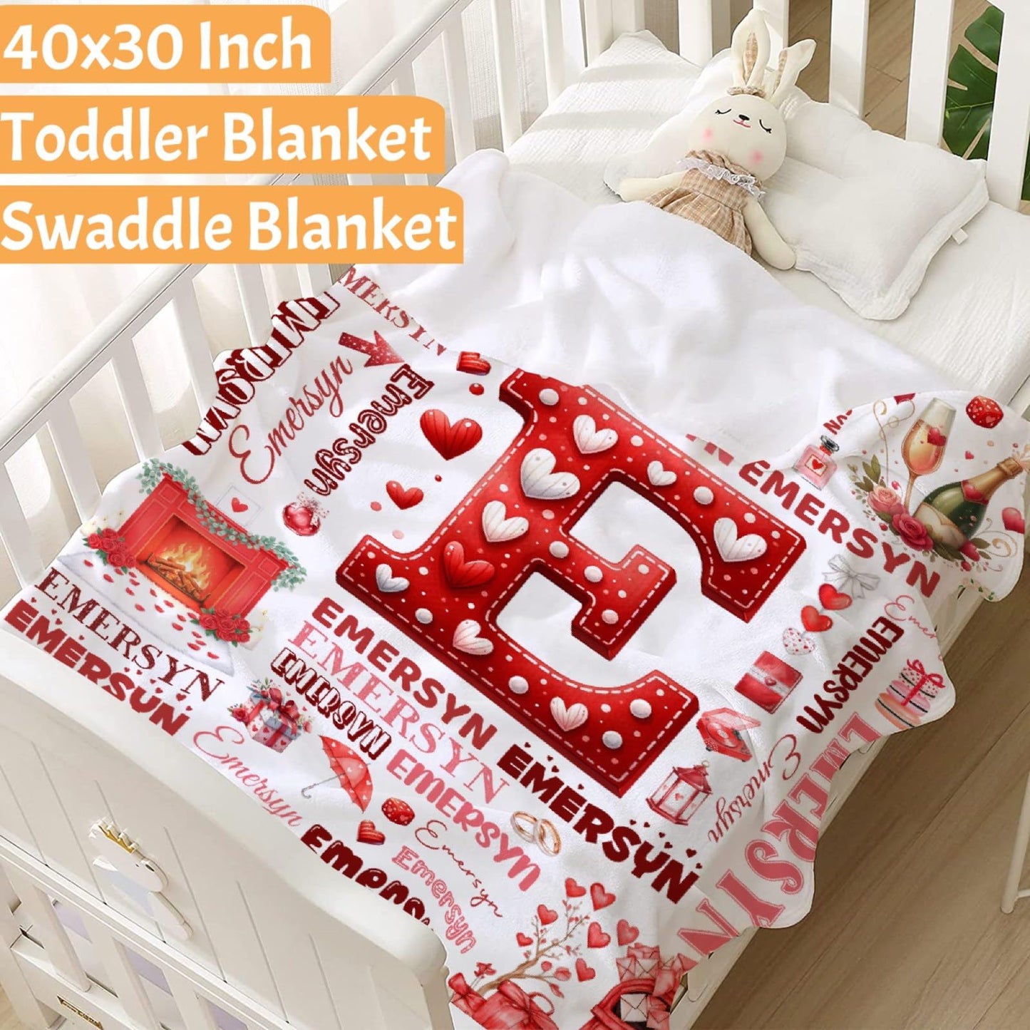 Personalized Valentine's Day Blanket,Couple Gifts for Boyfriend Girlfriend,Soft Flannel Throw for Bed Sofa,Lightweight,40 x 30in