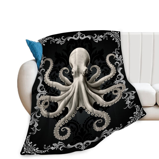 Octopus Blanket Ocean Throw Blanket Soft Fleece Flannel Bedding Octopus Gifts for Women Men Boys Girls Lovers Adults Lovers Stuff Plush for Couch Sofa Bed Room Decor 40"X50"