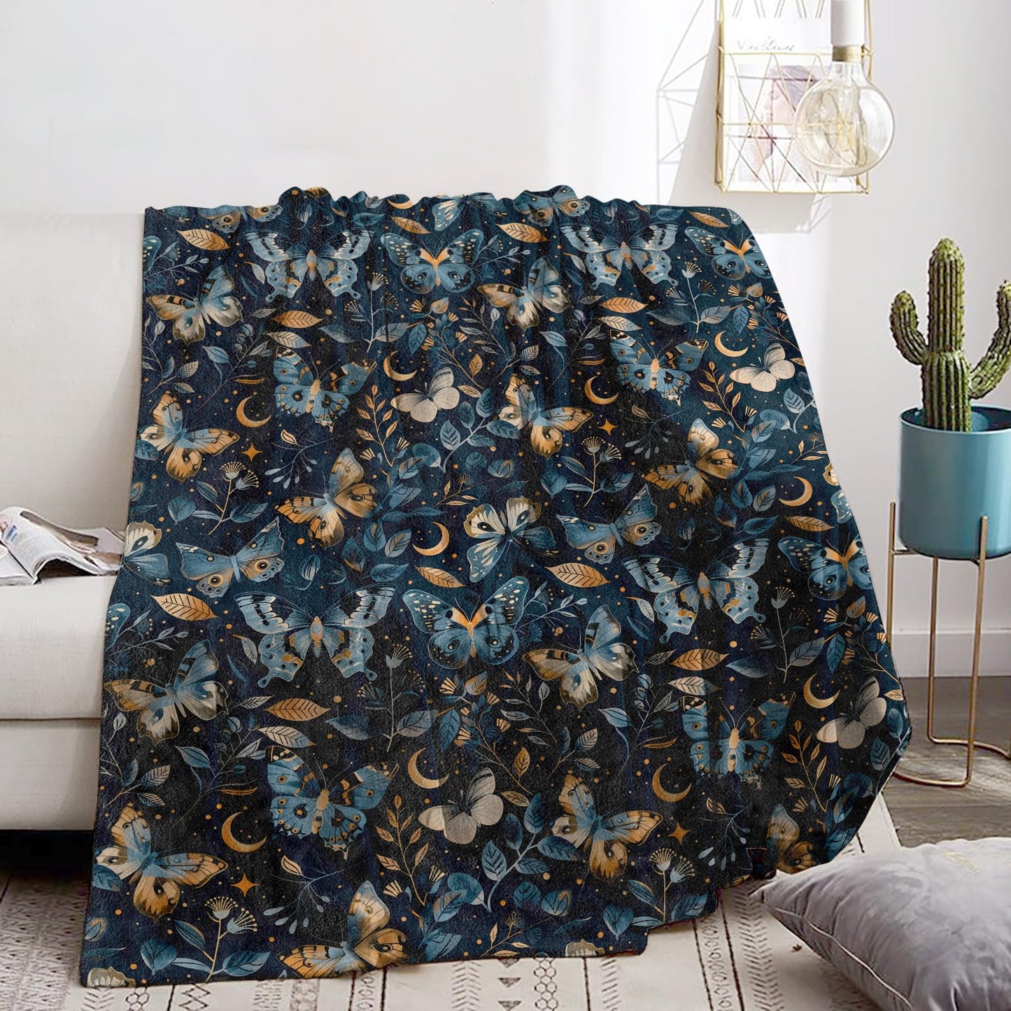 Bidesk Charming Butterfly Blanket Cozy Soft Flannel Throw Blanket - Lightweight & Warm Blankets for Couch, Bed, Travel, Fuzzy Outdoor Comfort Wrap, for Women Adults Kids 60"×50"