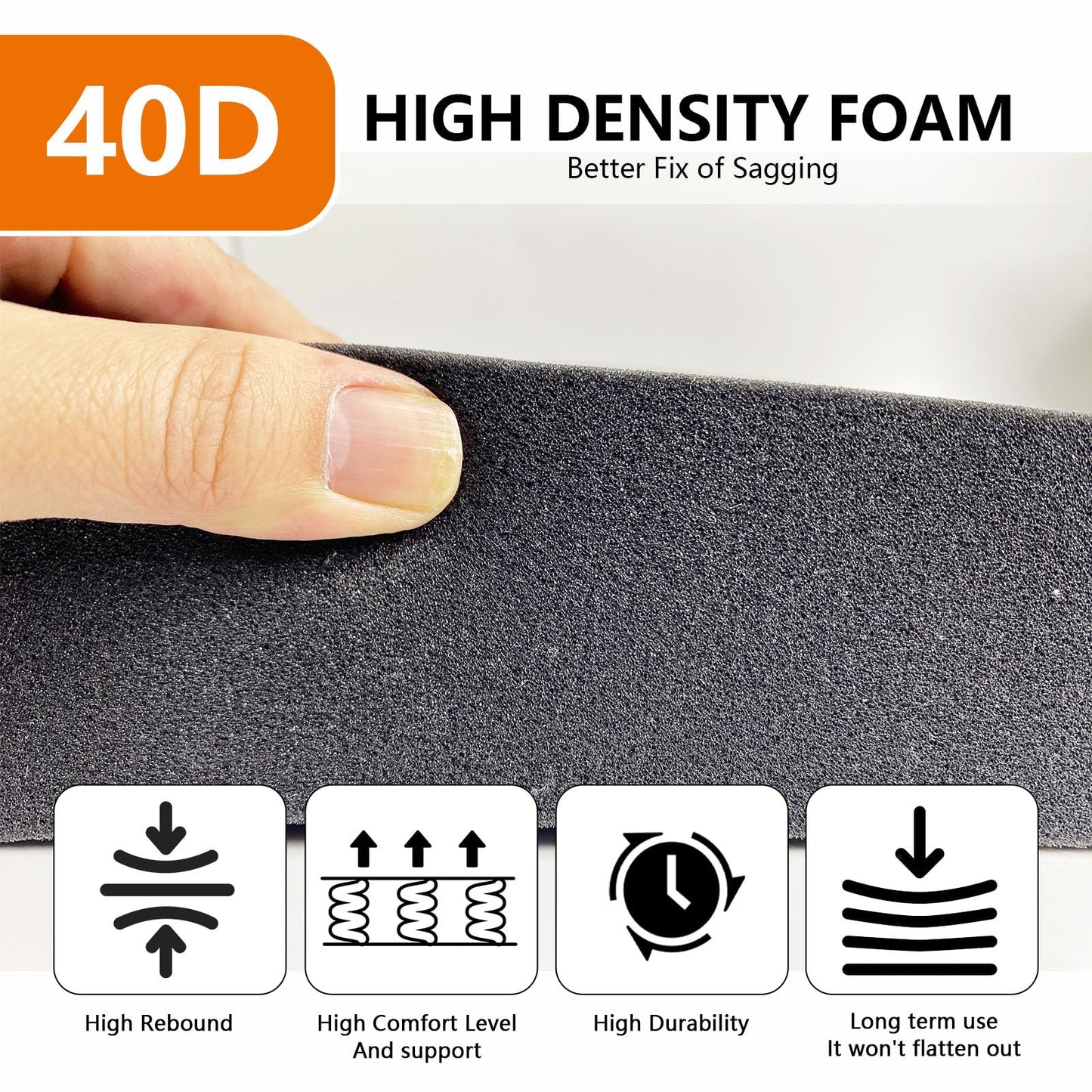 60" L Sagging Mattress Support Dip Fixer High Density Under Mattress Support Foam for Sinking & Sinking Bed Repair Extends Life Firm Support Pad 60"X24"X2" (Black)