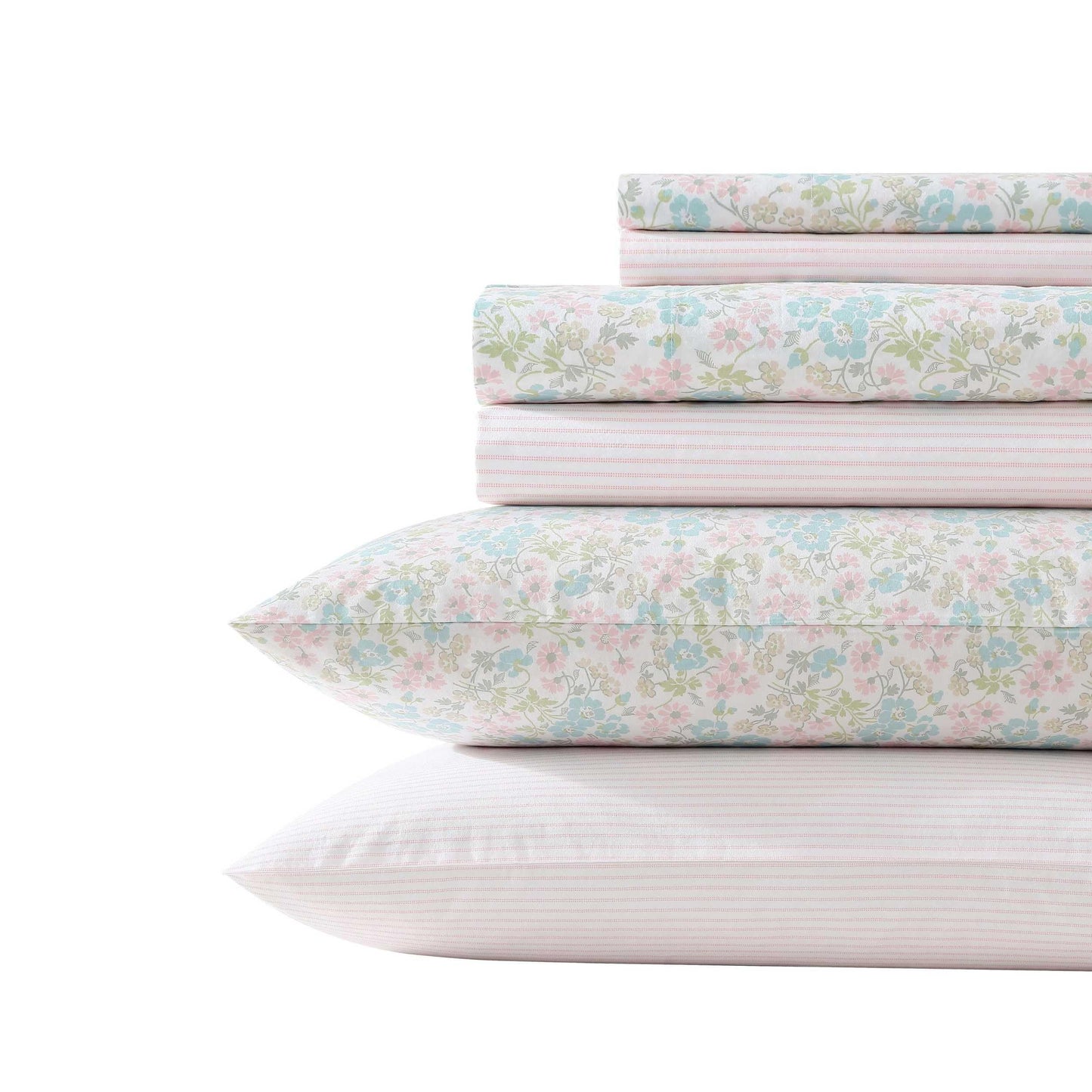Laura Ashley - Sheet Set, Super Soft Bedding Set with Deep Pocket, Includes Matching Bonus Pillowcases, Coquette Room Decor (Jaynie Pink, King)