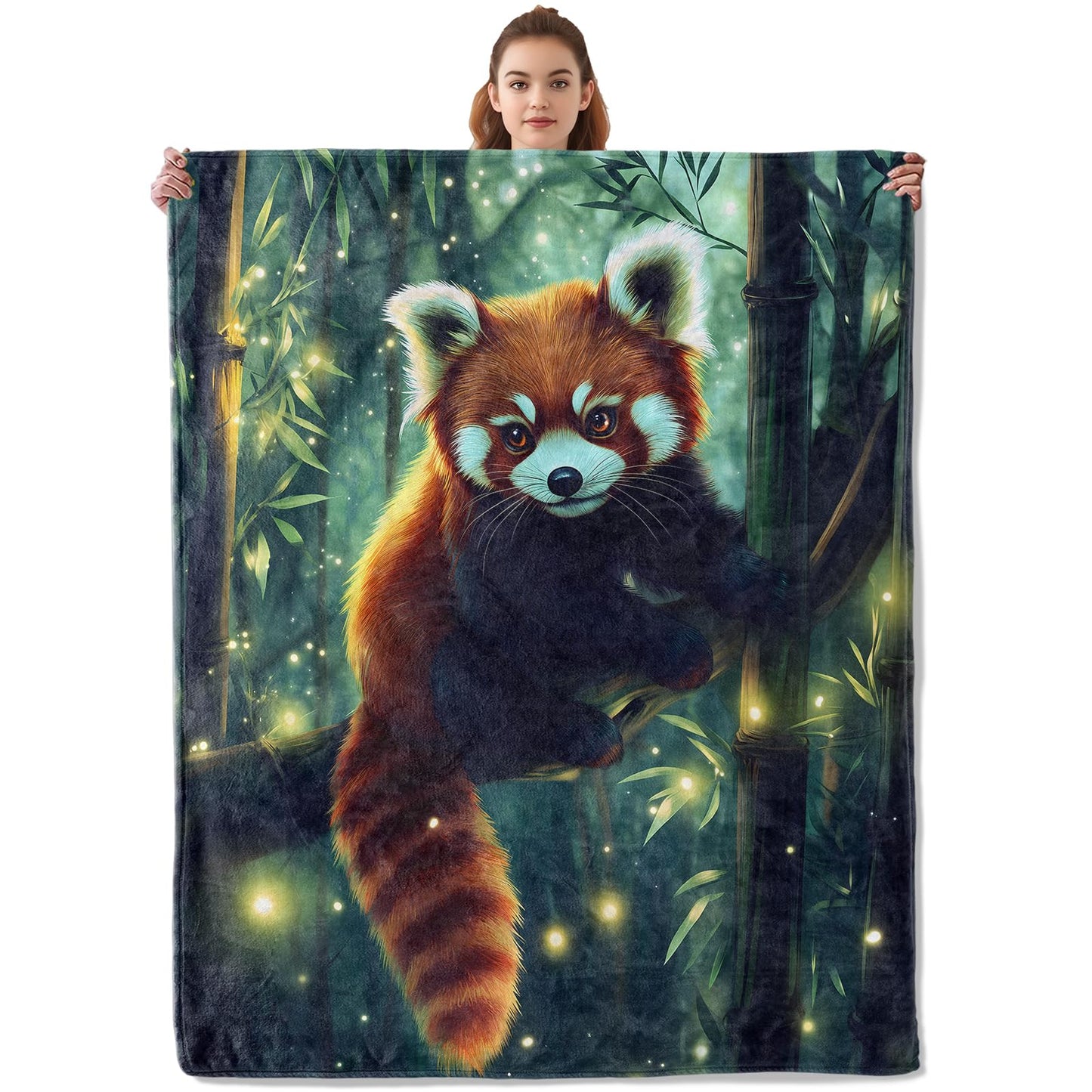 Kibue Adorable Red Panda Blanket - Soft & Cozy Warm Flannel Throw - Plush Lightweight Blankets for Travel, Sofa, Bedroom, Office - Gifts for Adults Women Kids - for All Seasons 60"×50"