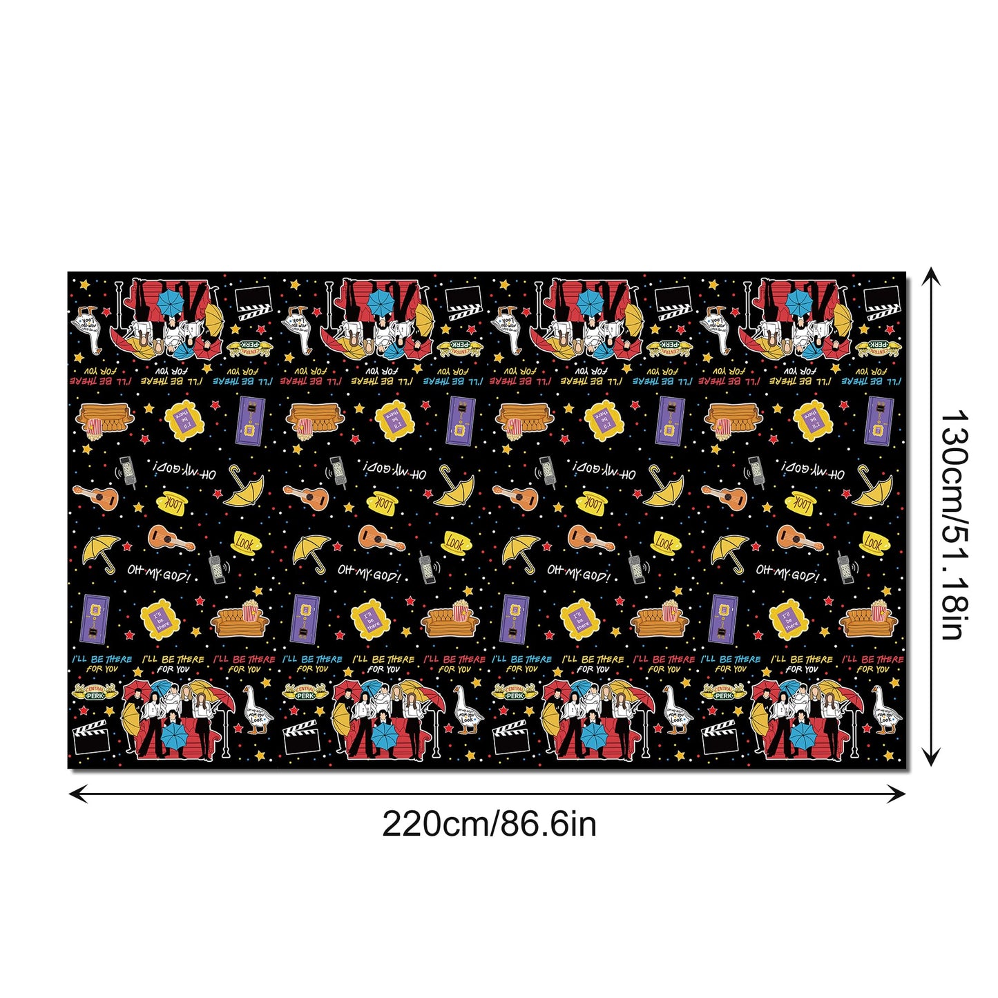 CC HOME 1Pc Party Plastic Tablecloth 54 x 87 Inch Long Table Cover, I'll be There Party Tablecover for Family Bestie Kids Baby Shower Birthday Dinner Picnic Kitchen Event Use