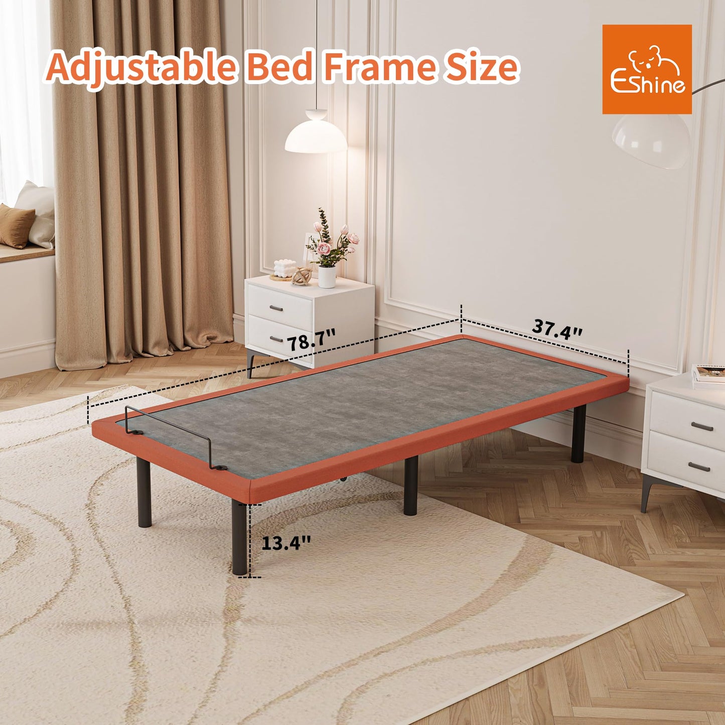 ESHINE Adjustable Bed Frame + 10 Inch Gel Memory Foam Mattress Twin XL Adjustable Bed Bluetooth APP Control, Wireless Remote, Zero Gravity, Anti Snore, Head and Foot Incline, 2000 Series