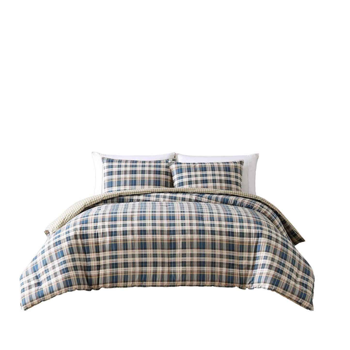 Eddie Bauer - Queen Comforter Set with Shams, Cotton Reversible Bedding, Medium Weight All-Season, Dorm Room Essentials, Port Gamble Indigo