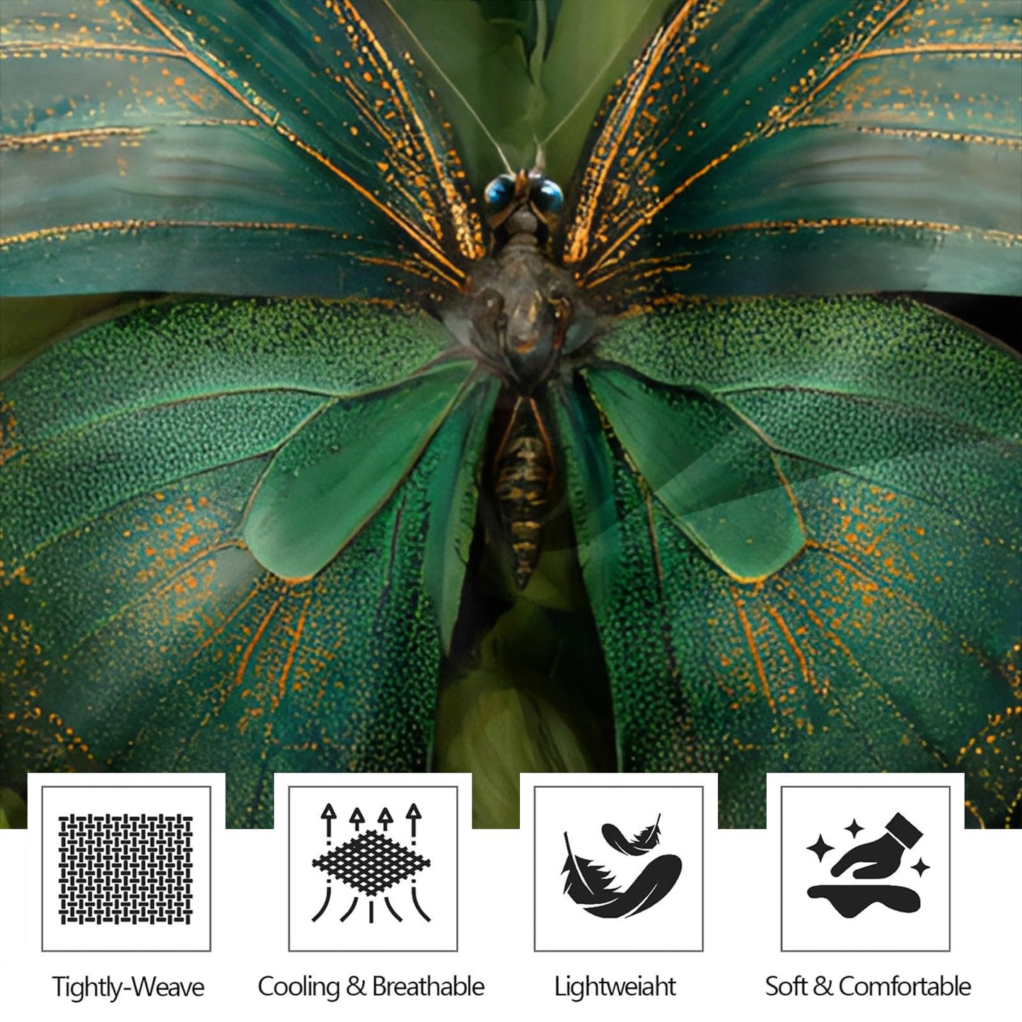 ZAOMIR Butterfly Floral Sheet Set King for Women, Botanical Flower Leaves Bed Sheets Set 4 Pieces Soft Microfiber Boho Black Green Bedding Sheets with Deep Pocket Fitted Sheet & 2 Pillowcases