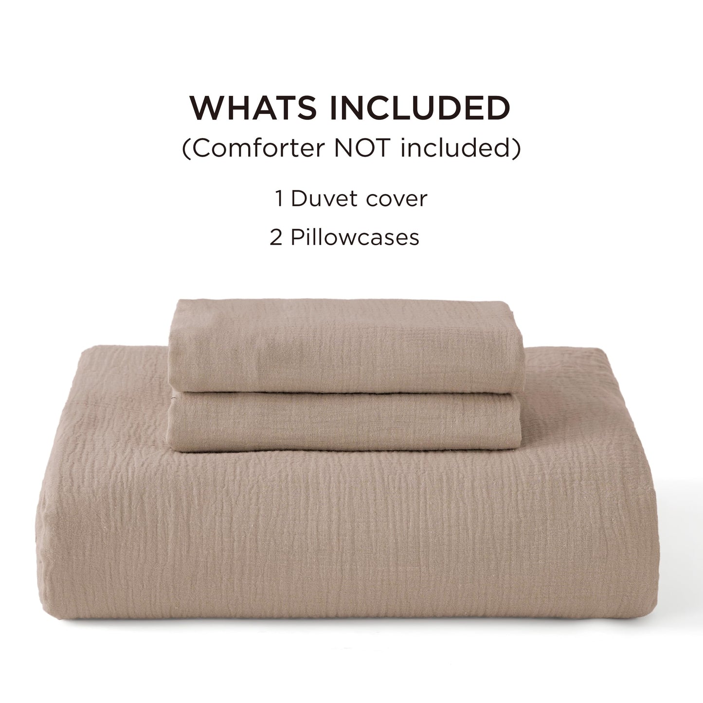 Bedsure 100% Muslin Cotton Duvet Cover King Size - Ultra-Soft Gauze Duvet Cover, PureWoven Breathable & Lightweight Bedding Set with Zipper Closure and Corner Ties (Khaki, King, 104"x90")