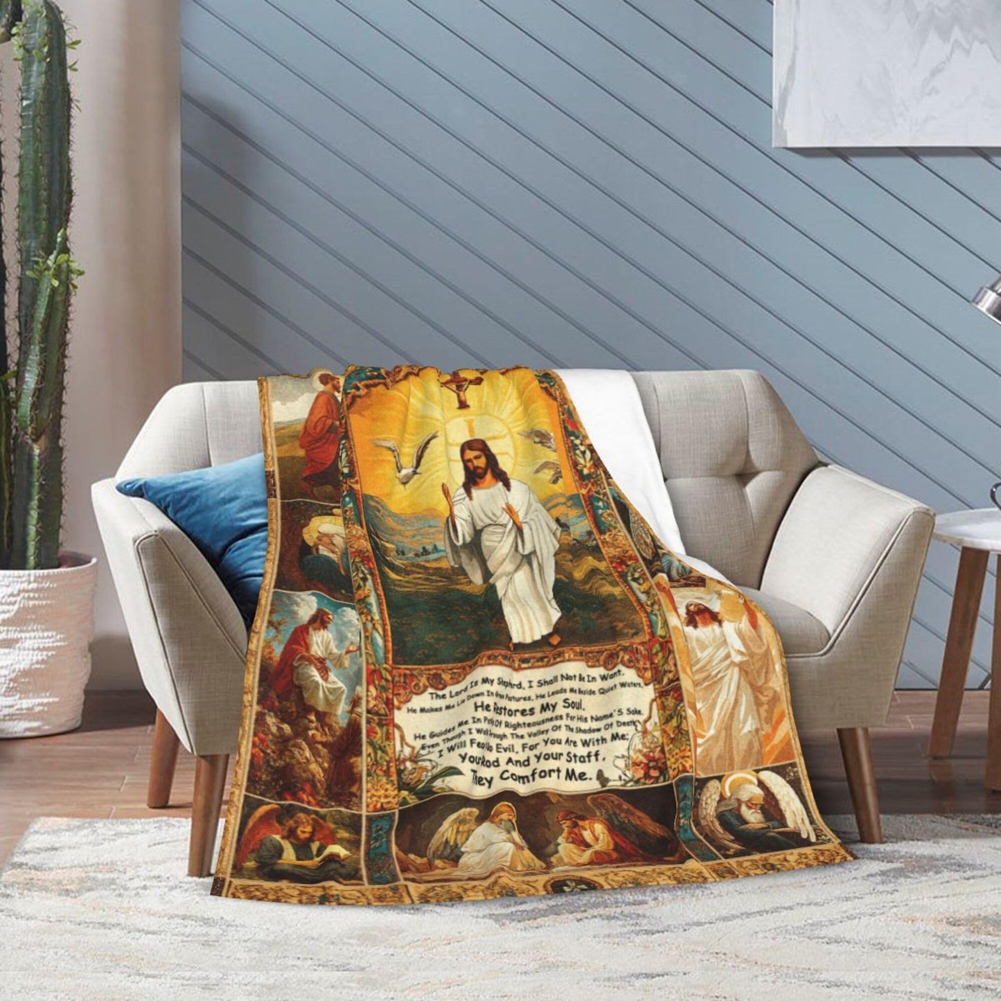 Christian Jesus Blanket Christian Prayer & Scripture Throw Blanket Religious Bible Verses, Ultra-Soft Lightweight Flannel (50"X40") for Adults & Kids - Uplifting Faith Gift