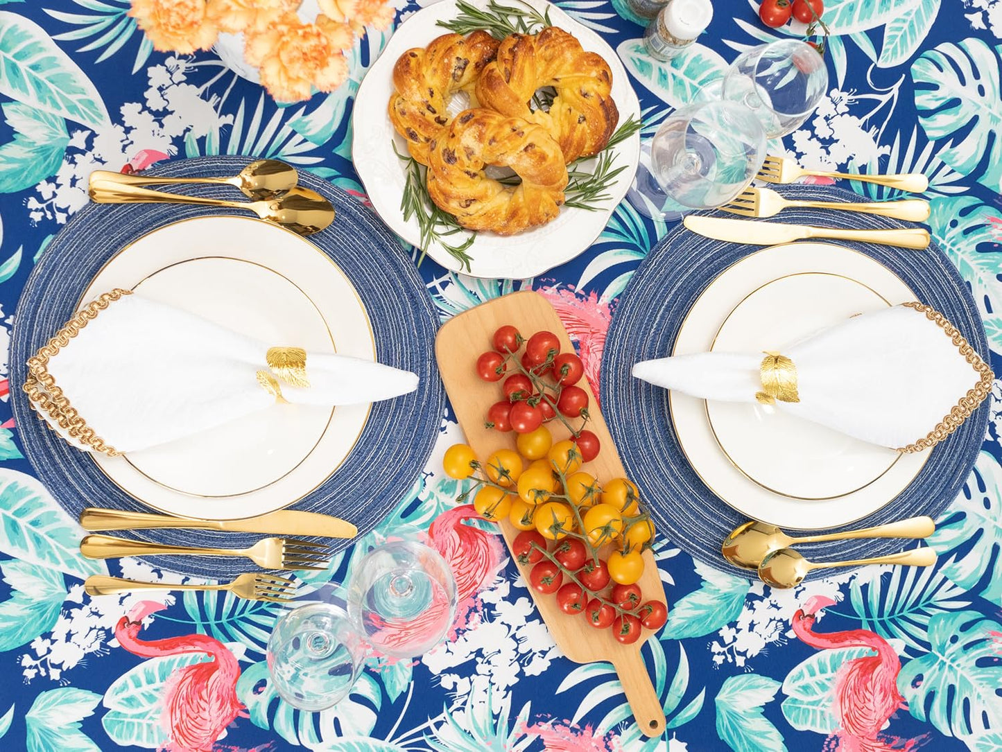 YiHomer Indoor Outdoor Tabletop for Spring Summer Decorations, Picnics and Dinner Parties - Stain and Water Resistant, Flamingo Dancing, Tablecloth, 60 x 84 Rectangle