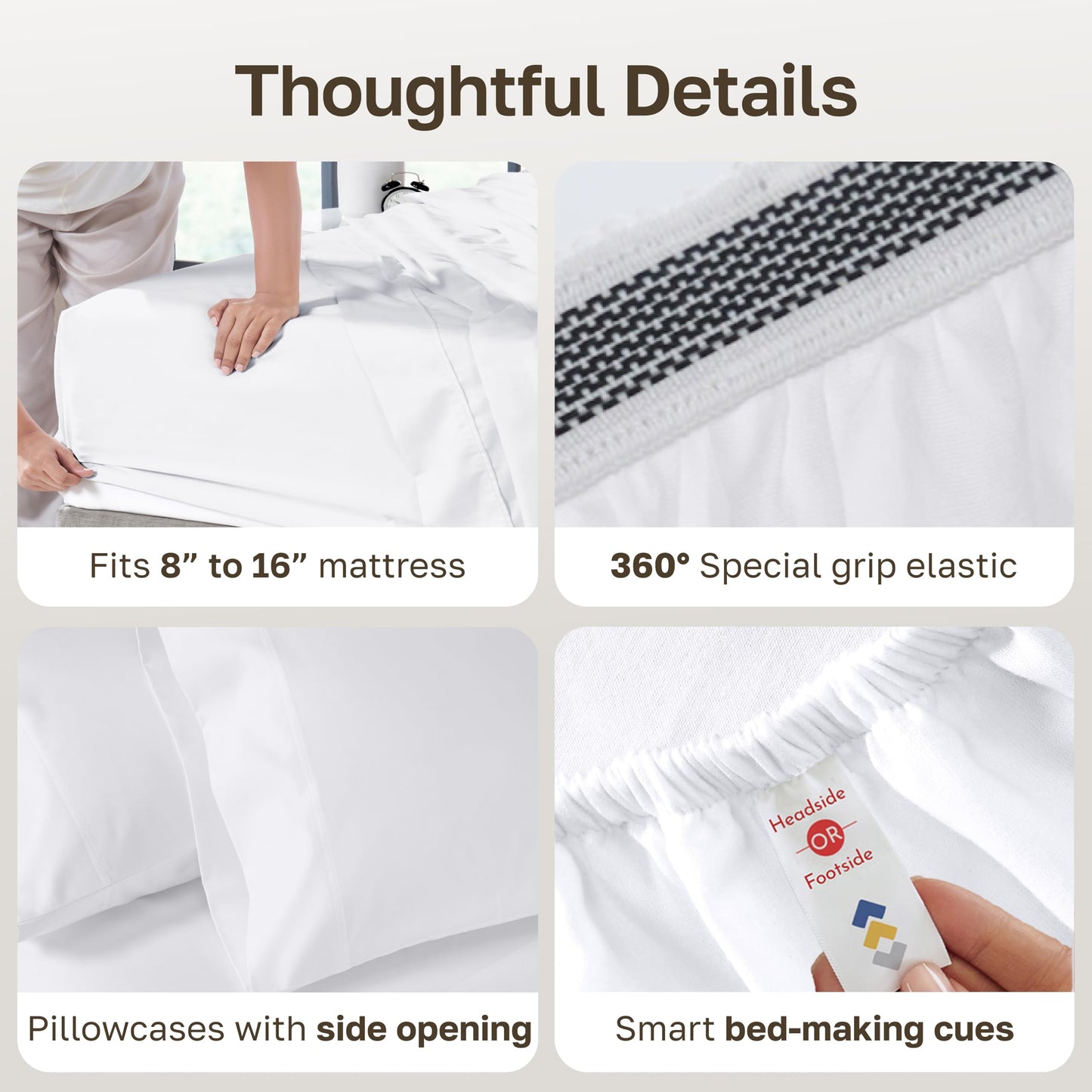 California Design Den Luxury 800 Thread Count King Size Sheets Set - 100% Cotton Sheets, Soft Sateen, Deep Pockets for a Snug Fit, Durable Bedding Set - White