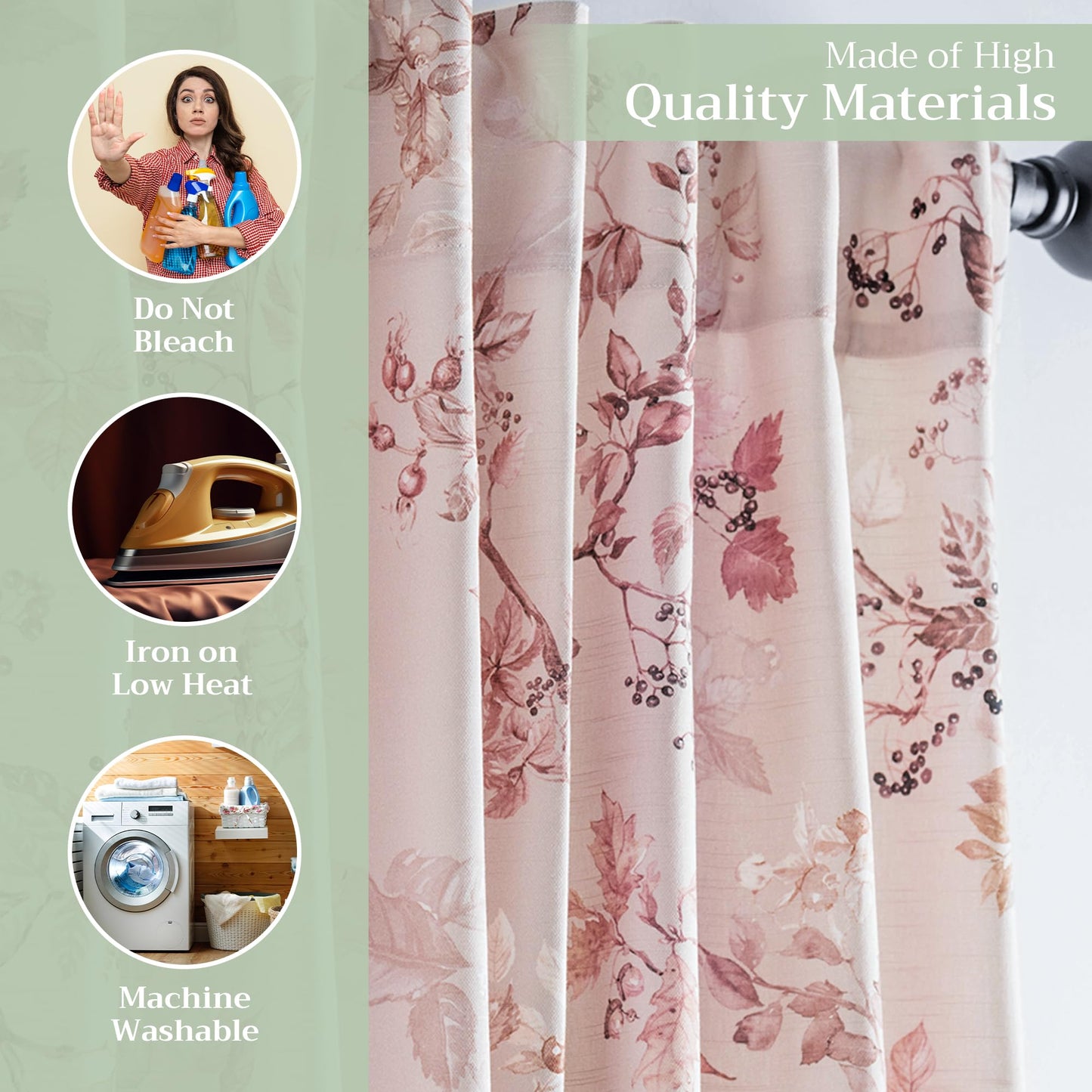 Maison d' Hermine Curtains for Living Room 100% Cotton 96 inch Length One Panel Light Filtering Curtains for Windows with Rod and Loop Pockets Spring Summer (Equinoxe - Beige, 50" W x 96" L)